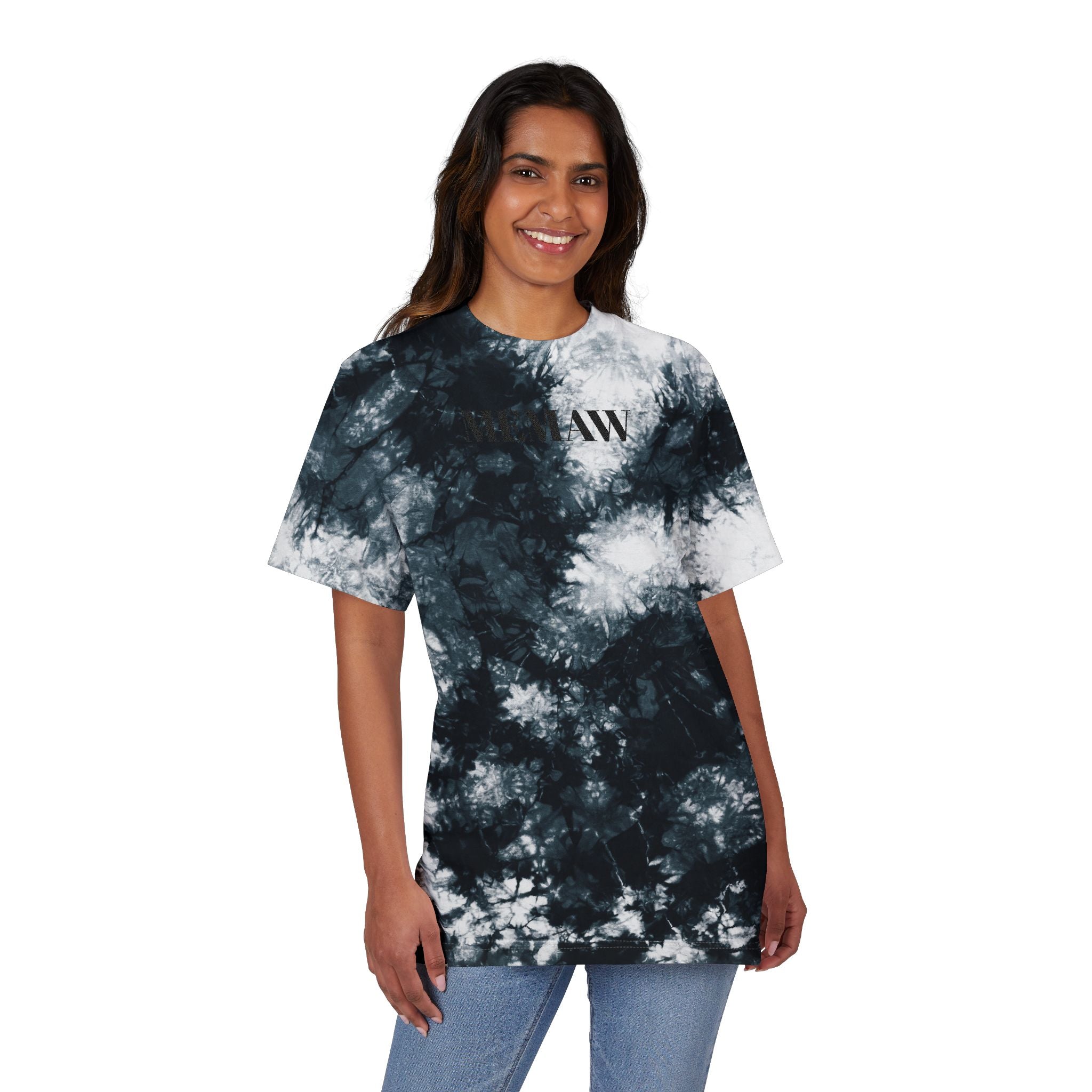Tie- Dye Memaw Black Text Embroidered Shirt