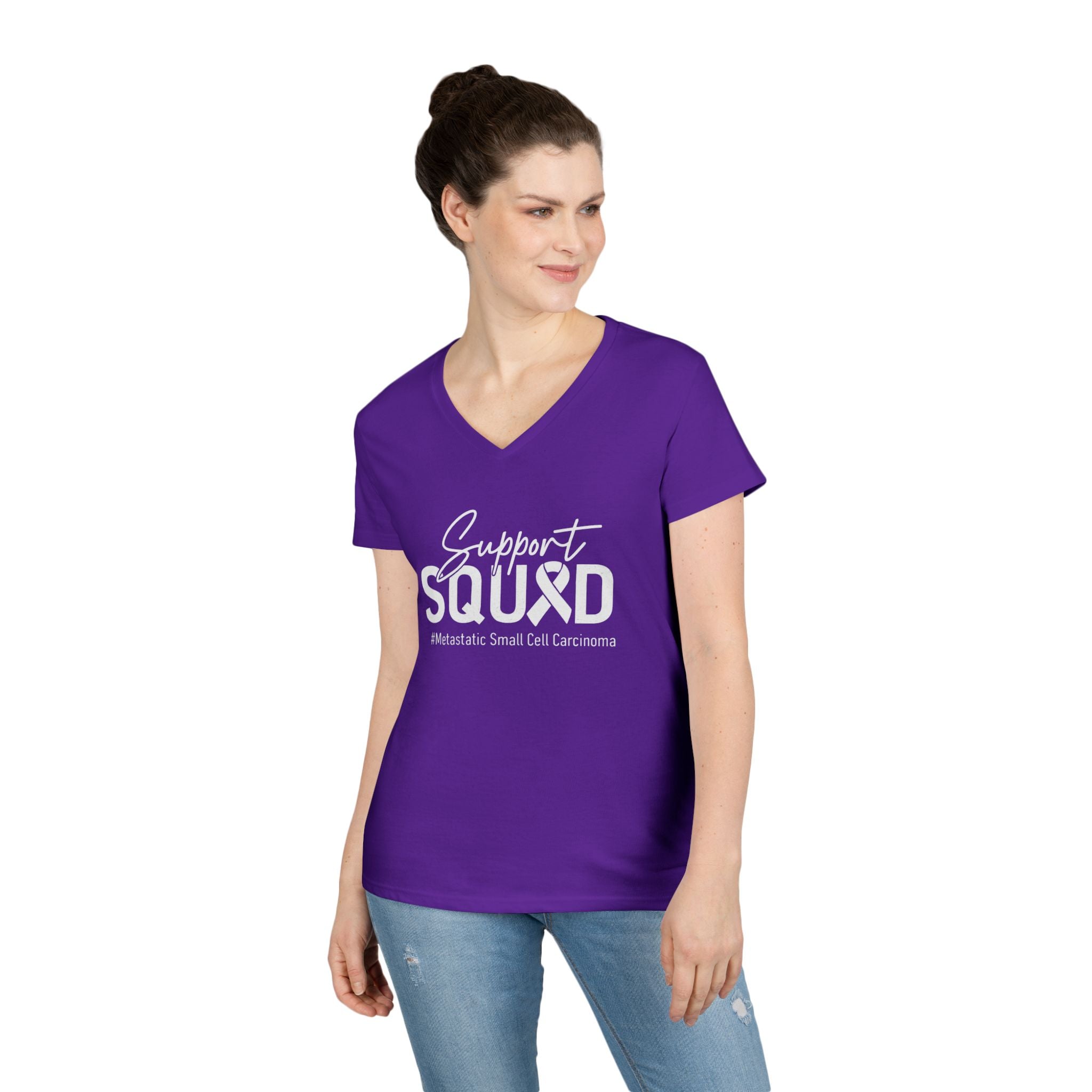 White Ribbon Support Gildan V-Neck Tee