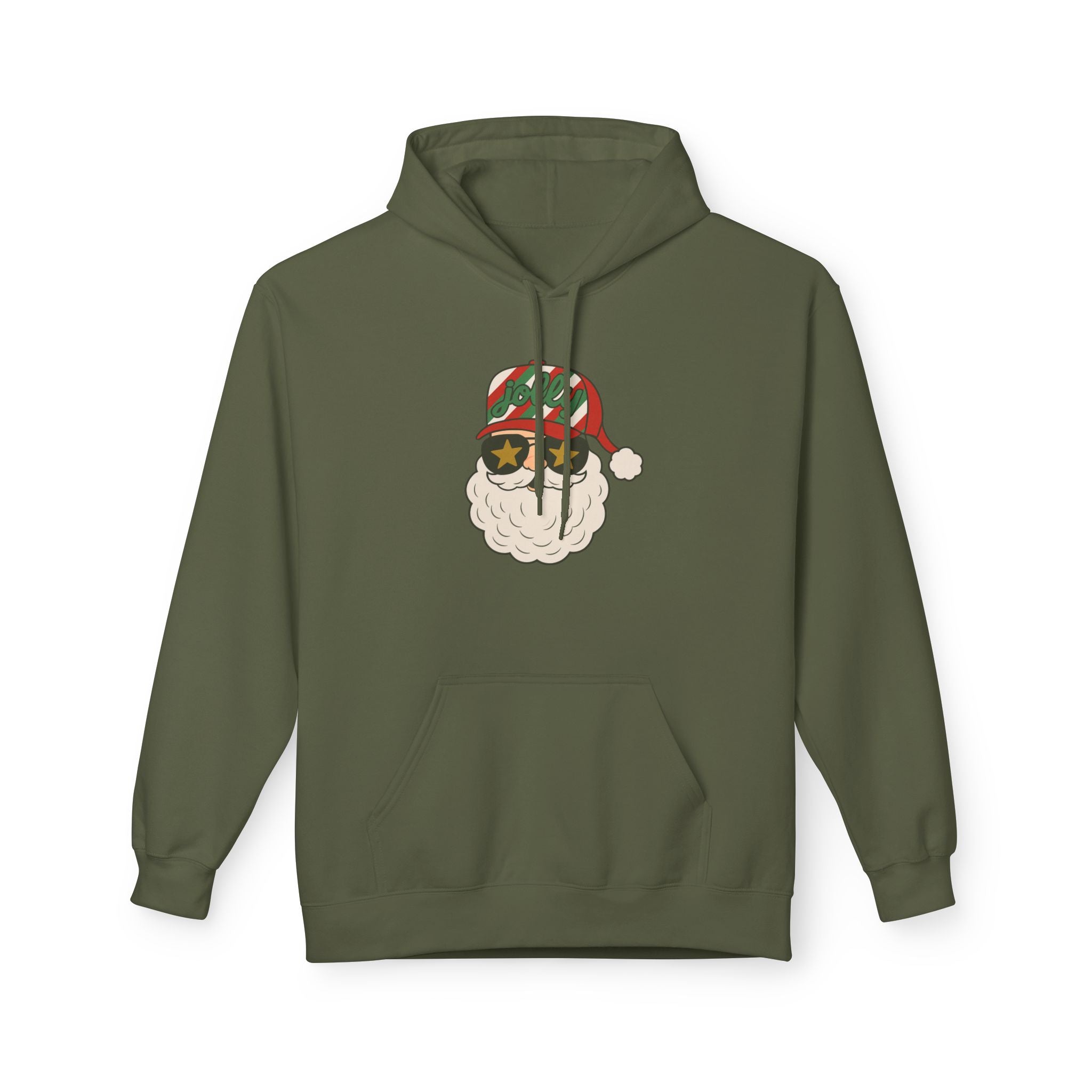 Striped Jolly Santa Fleece Hoodie
