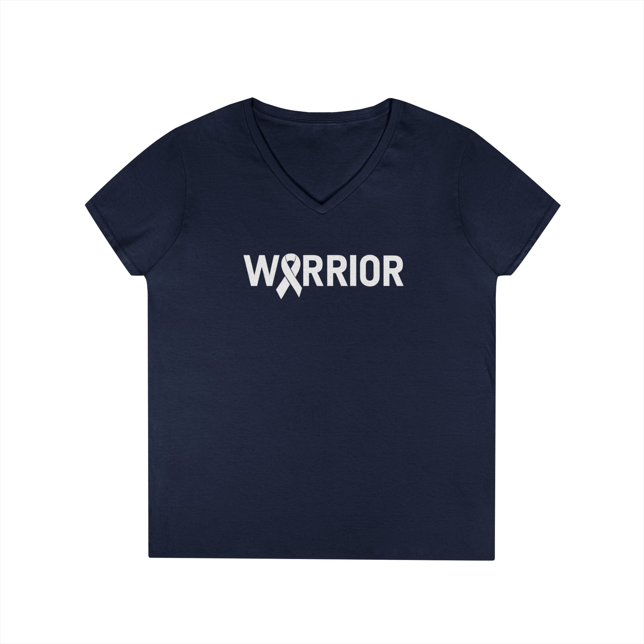 White Ribbon Warrior Gildan V-Neck Tee