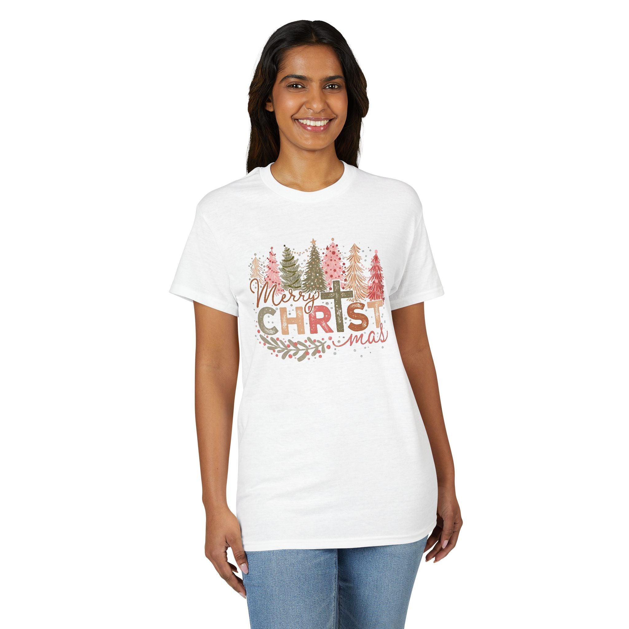 Merry Christmas Cross Gildan unisex T-Shirt