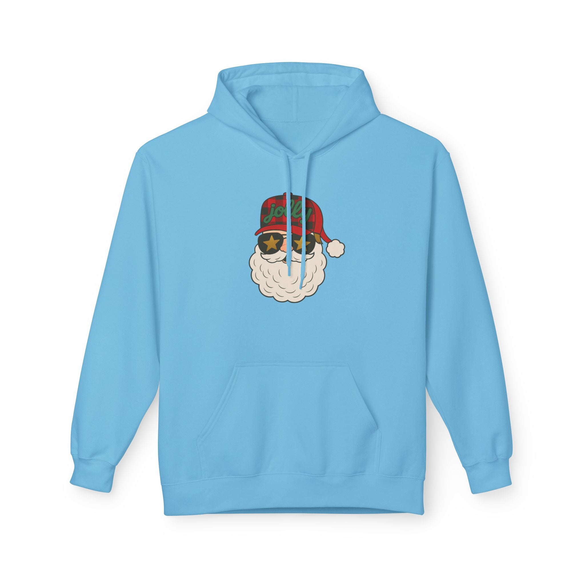 Buffalo Plaid Jolly Santa Fleece Hoodie