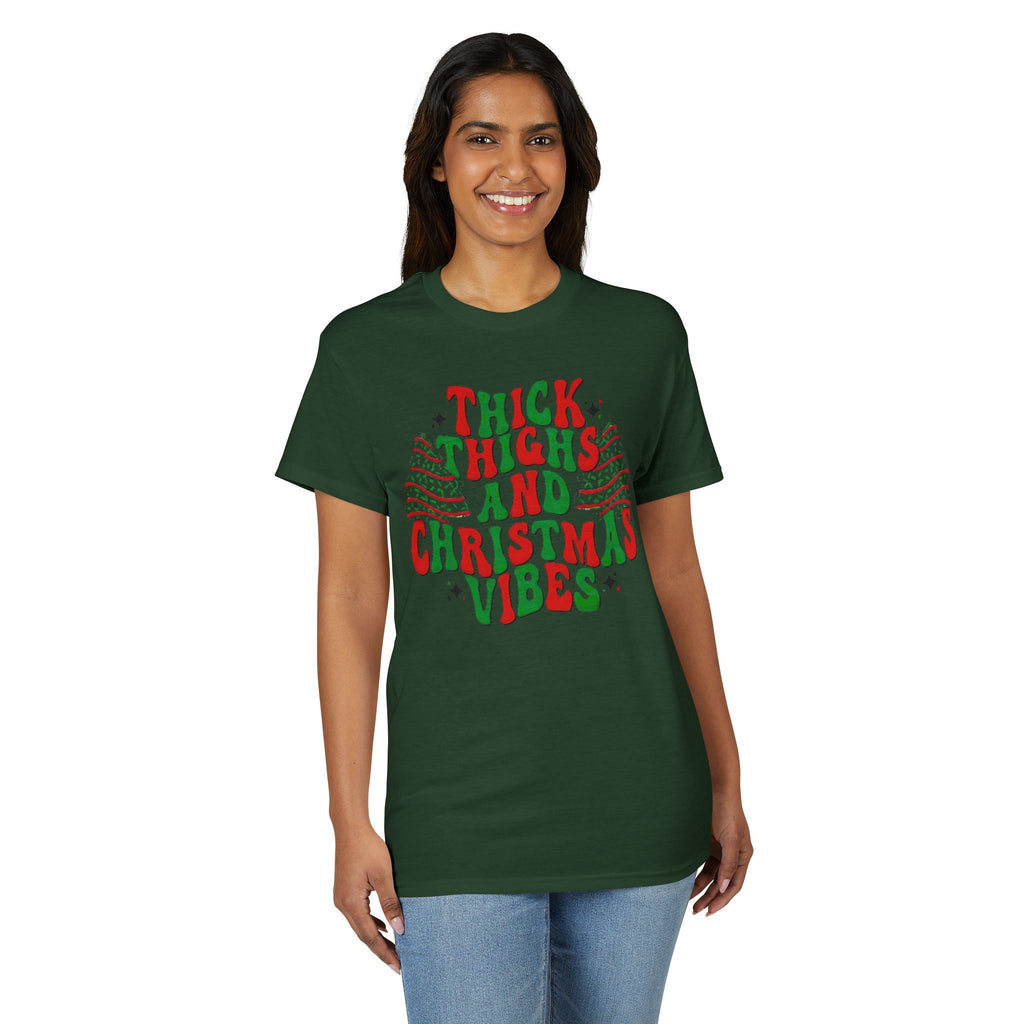 Thick Thighs and Christmas Vibes Gildan unisex T-Shirt