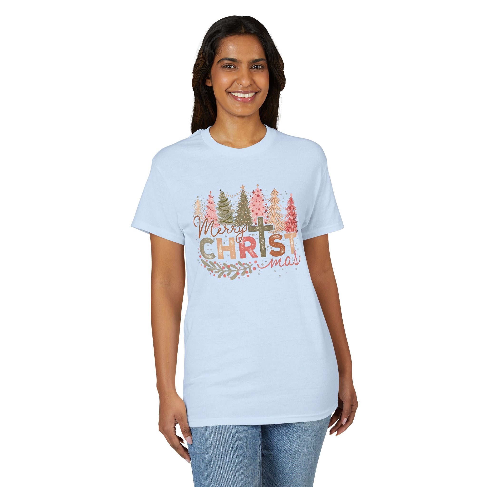 Merry Christmas Cross Gildan unisex T-Shirt
