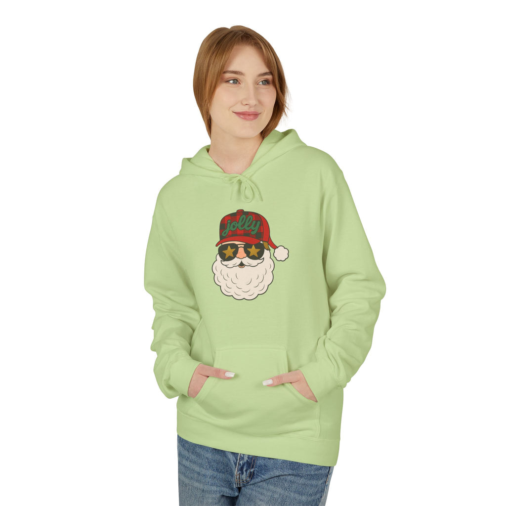 Buffalo Plaid Jolly Santa Fleece Hoodie