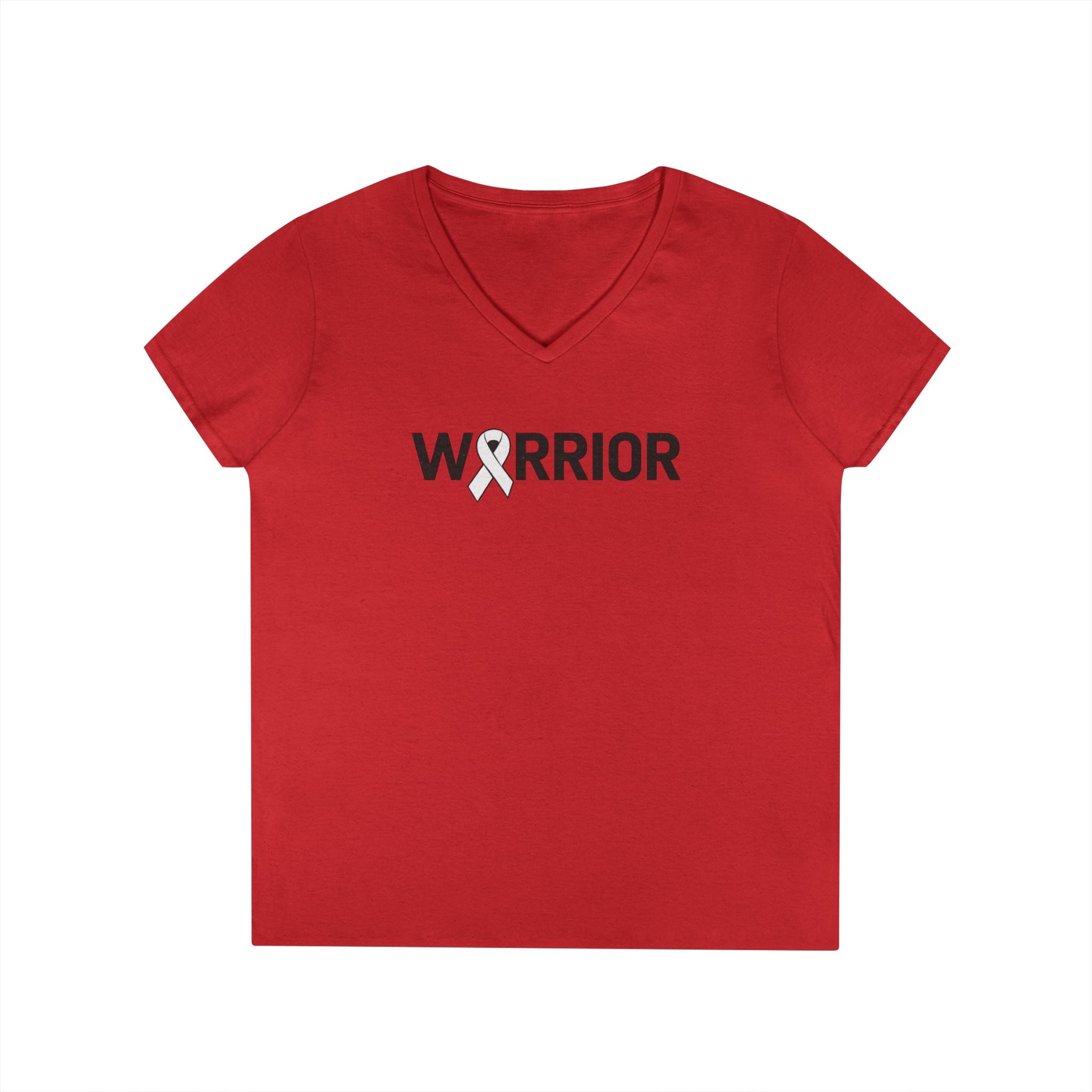 White Ribbon Warrior Gildan V-Neck Tee