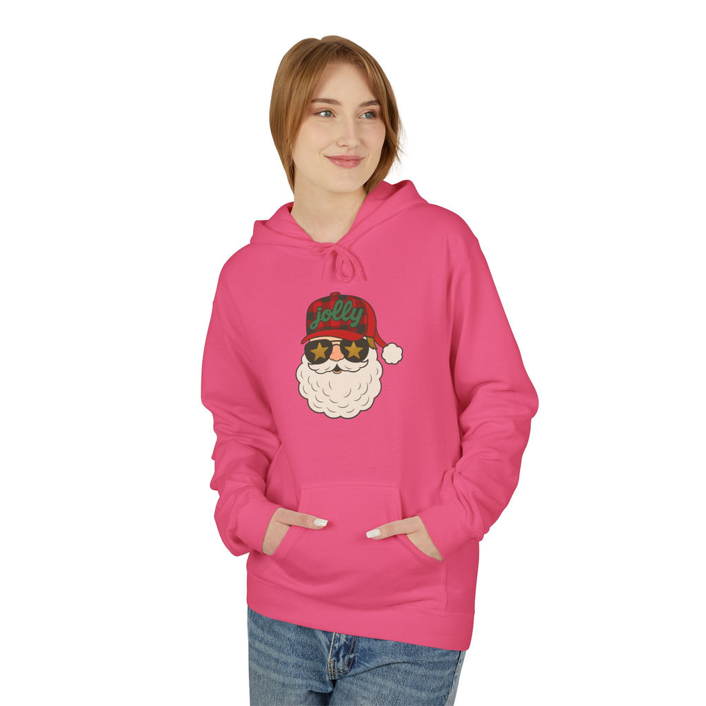 Buffalo Plaid Jolly Santa Fleece Hoodie