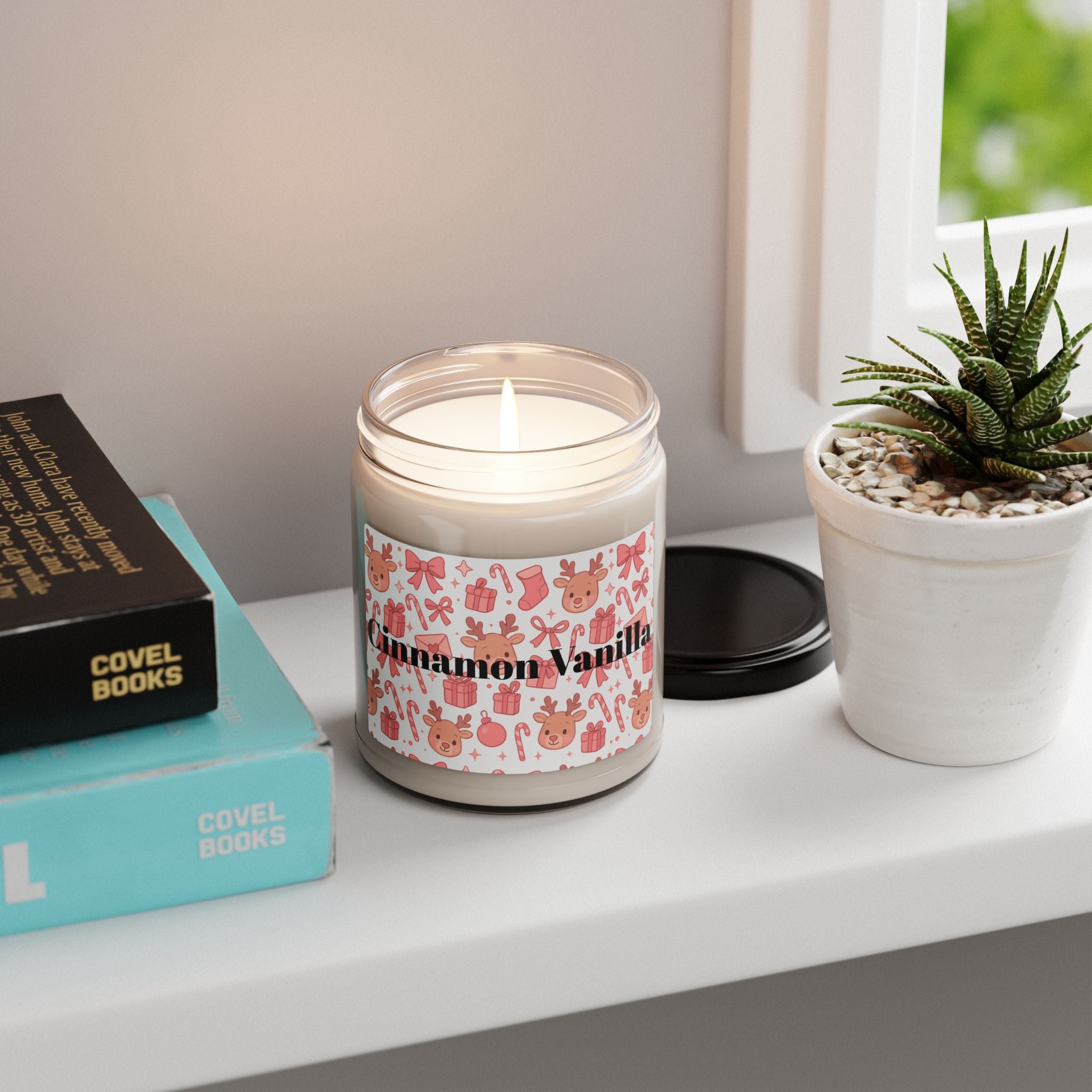 Pink Festive Cinnamon Vanilla Scented Soy Candle