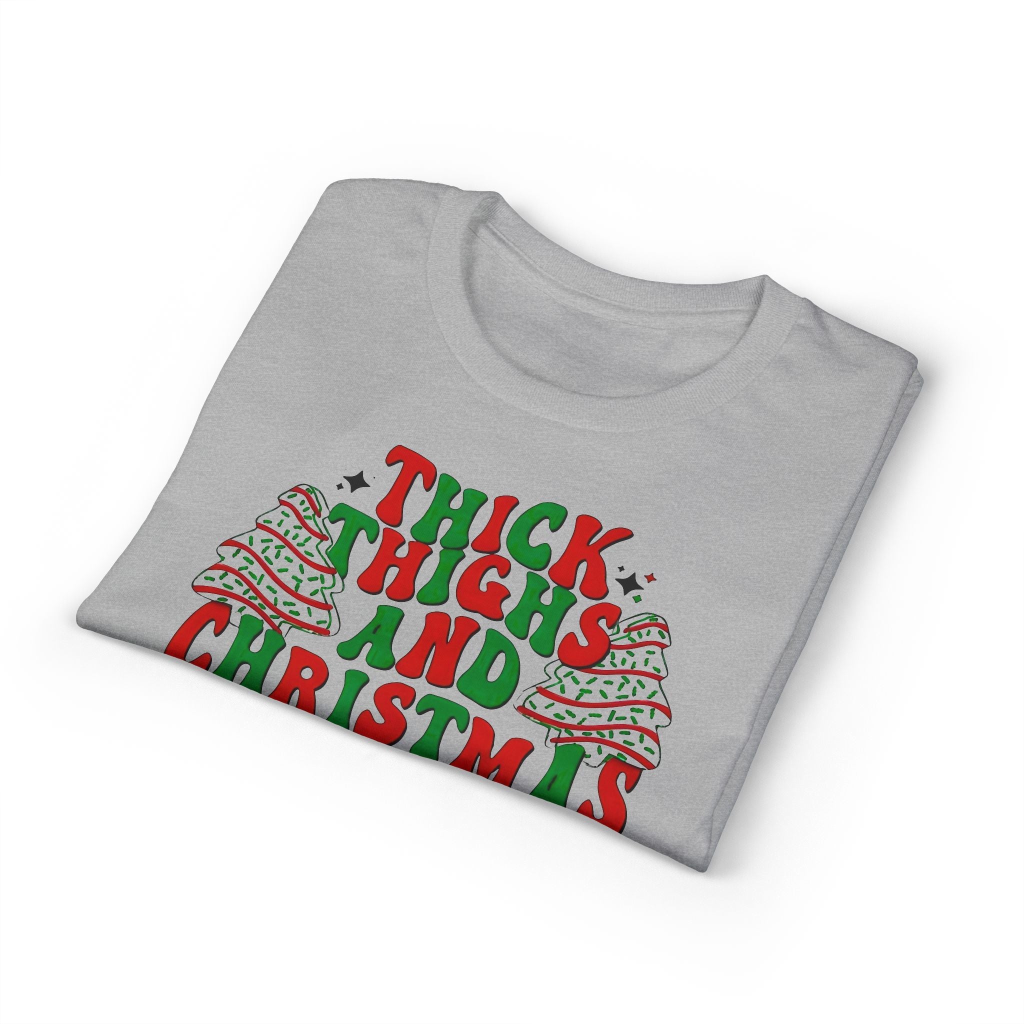 Thick Thighs and Christmas Vibes Gildan unisex T-Shirt