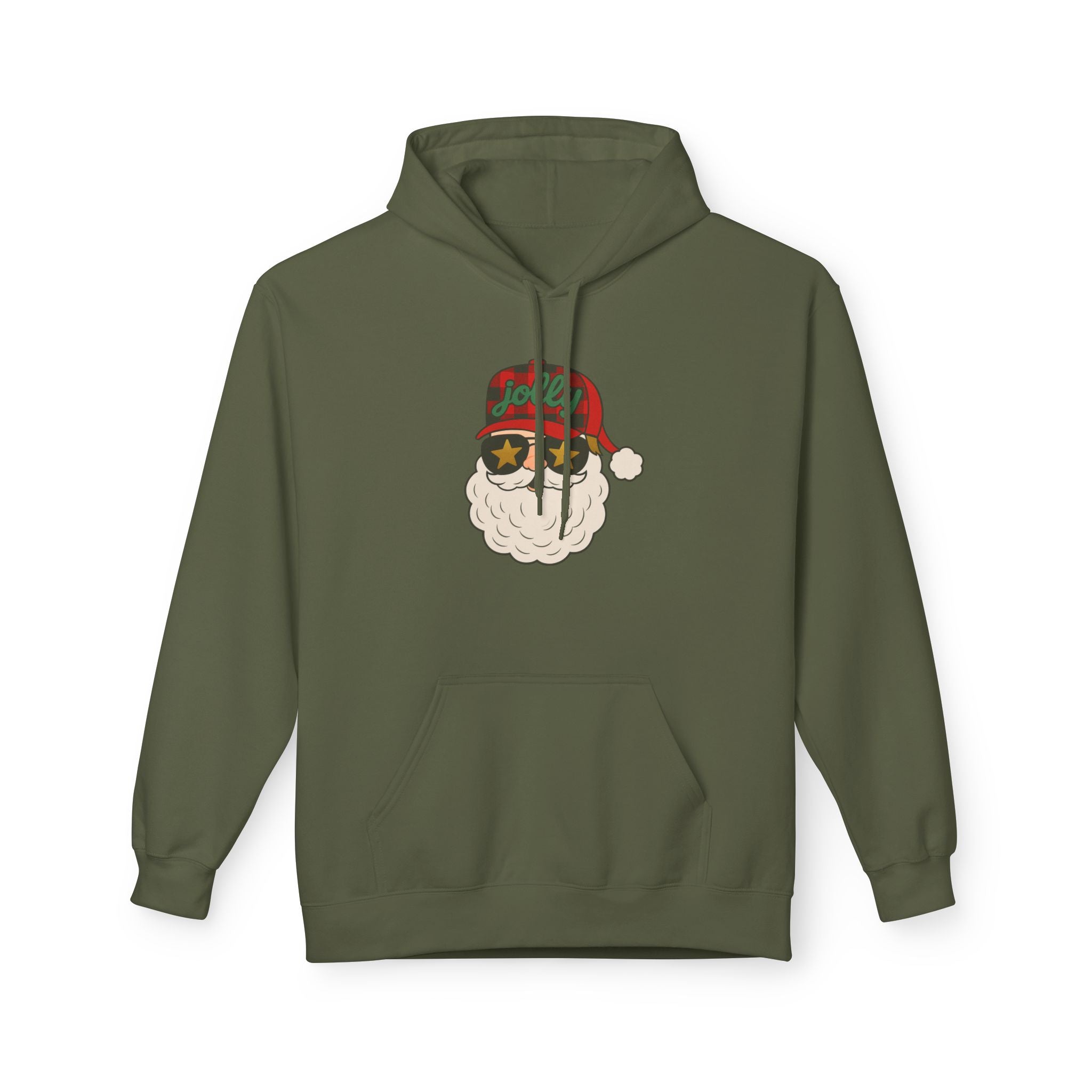 Buffalo Plaid Jolly Santa Fleece Hoodie