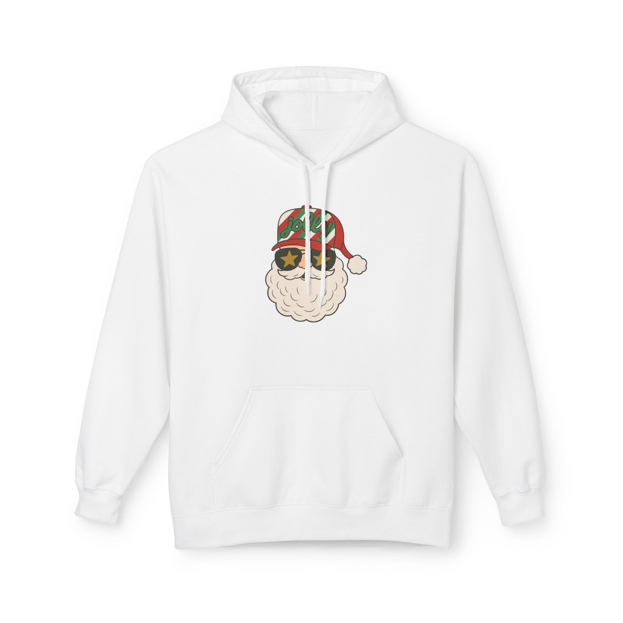 Striped Jolly Santa Fleece Hoodie