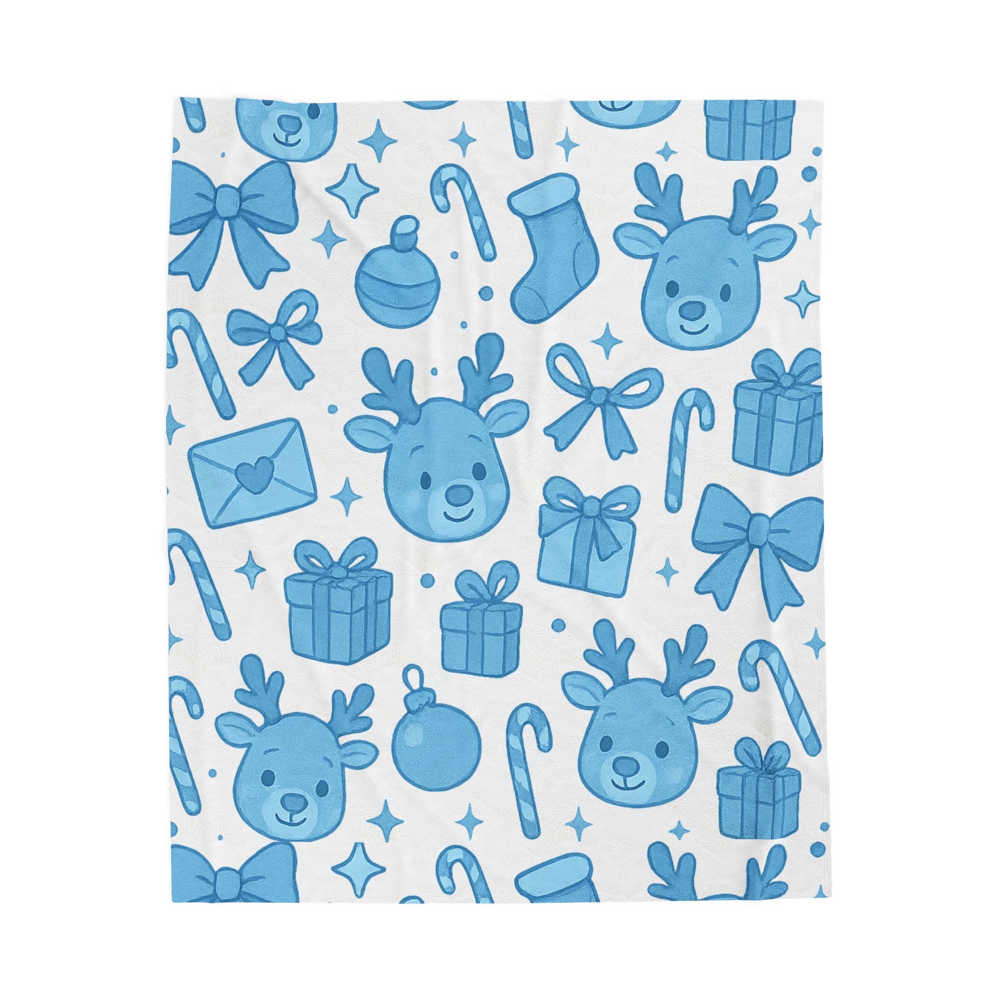 Plush Blanket - Cute Blue Christmas Throw
