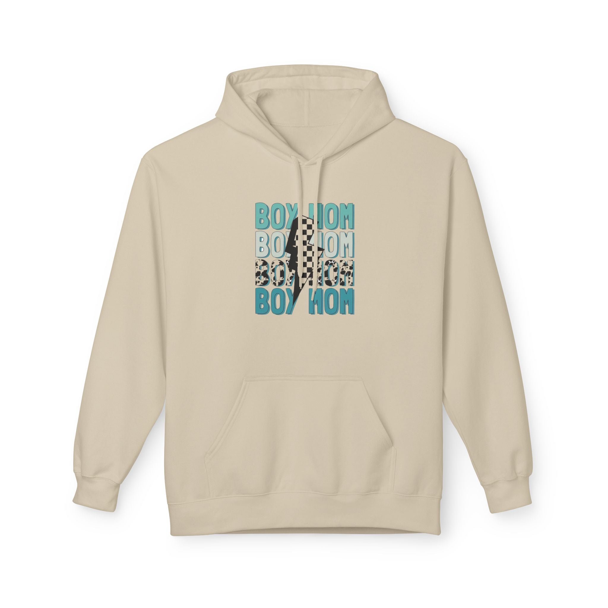 Boy Mom Cow Print Fleece Hoodie