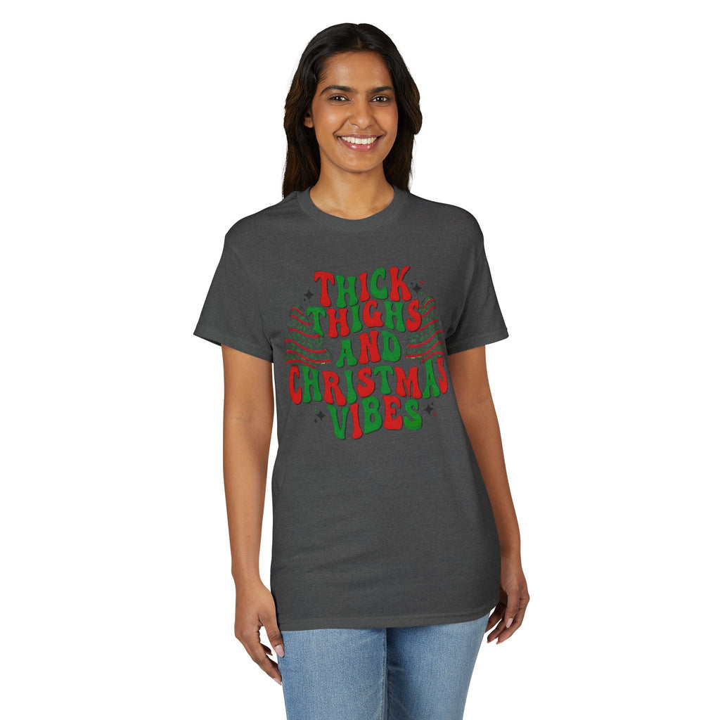 Thick Thighs and Christmas Vibes Gildan unisex T-Shirt