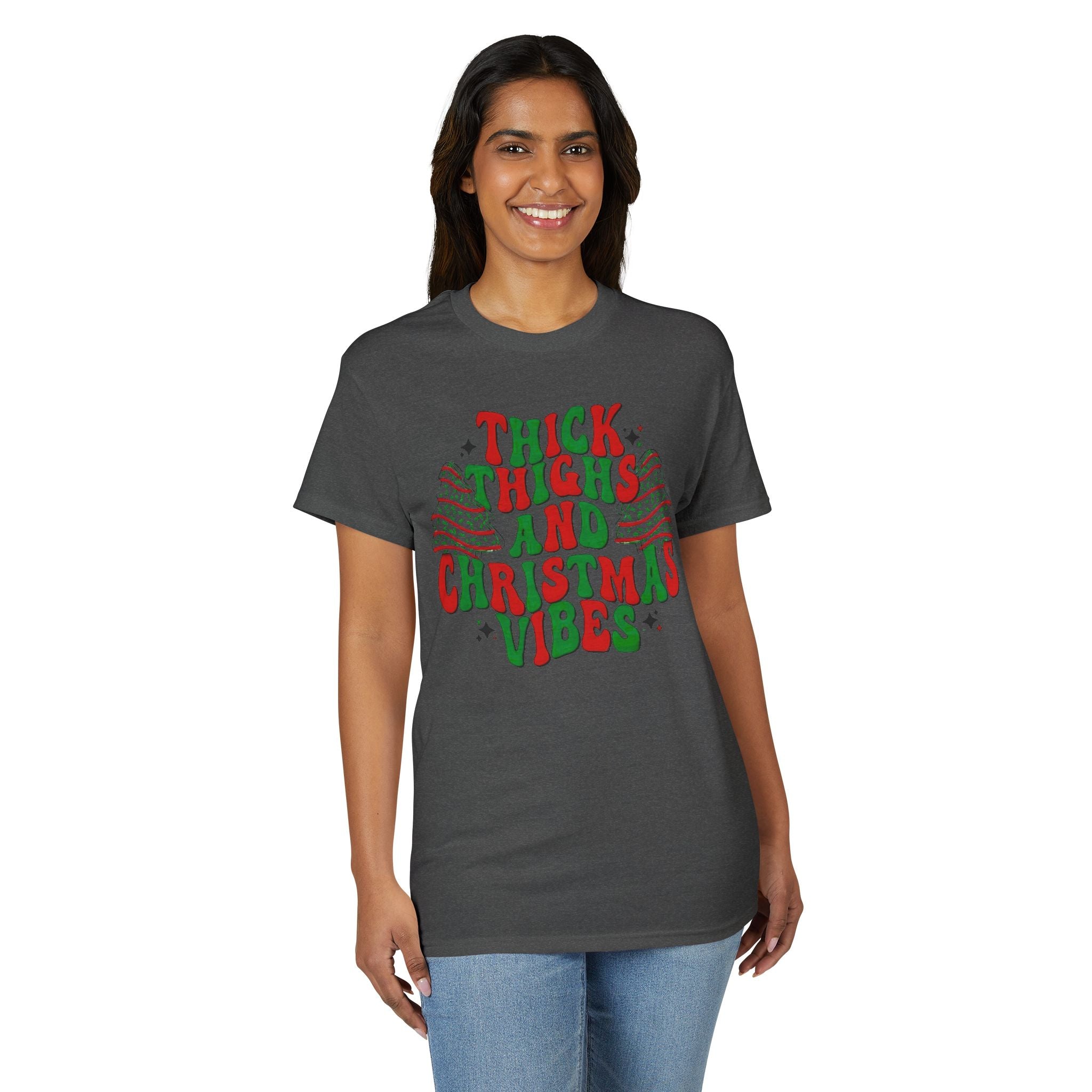 Thick Thighs and Christmas Vibes Gildan unisex T-Shirt