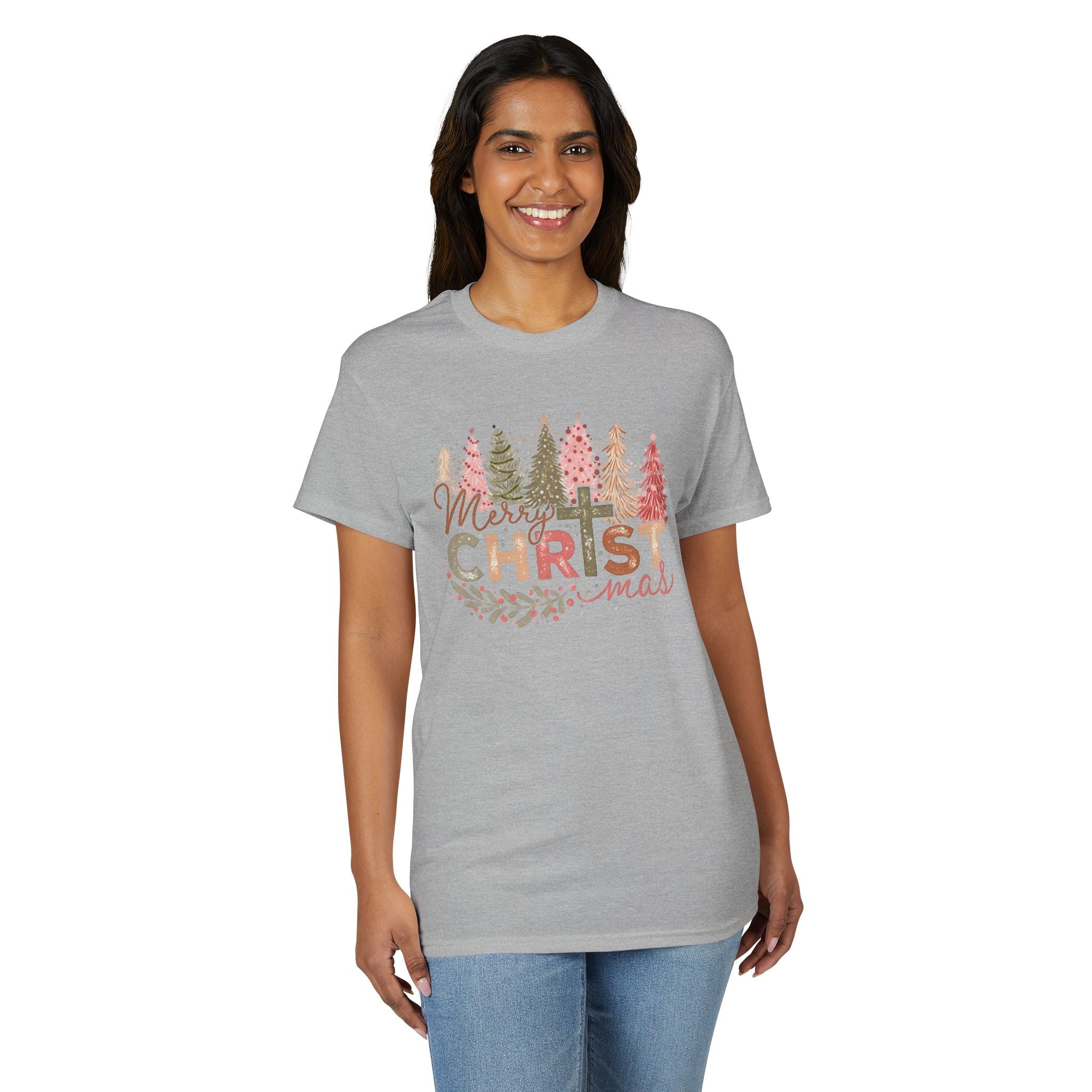 Merry Christmas Cross Gildan unisex T-Shirt