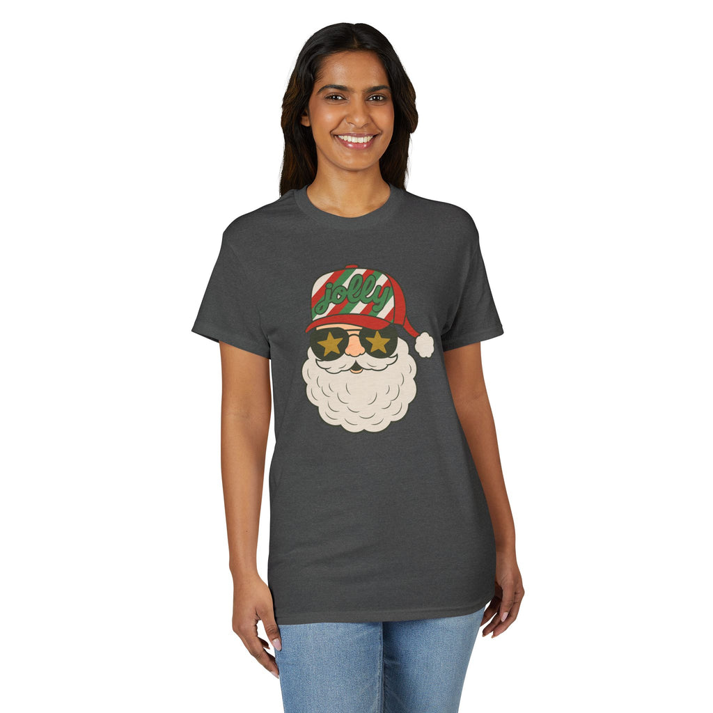Striped Jolly Santa Gildan unisex T-Shirt