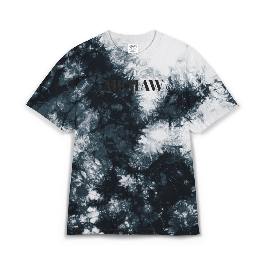 Tie- Dye Memaw Black Text Embroidered Shirt