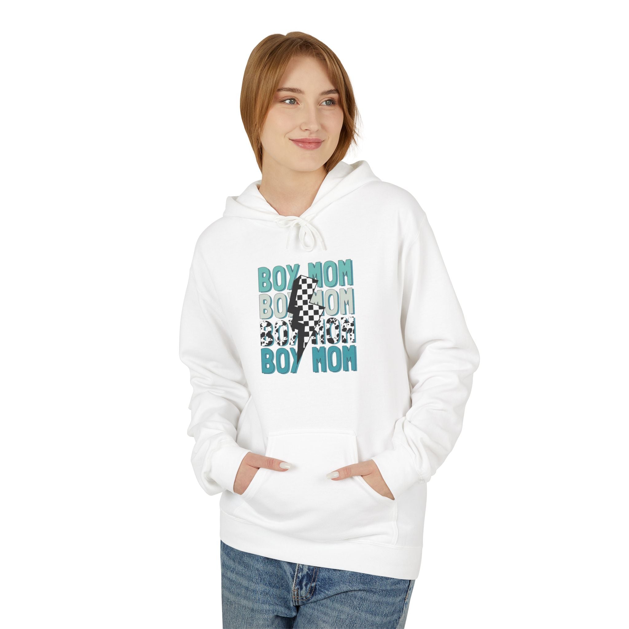 Boy Mom Cow Print Fleece Hoodie
