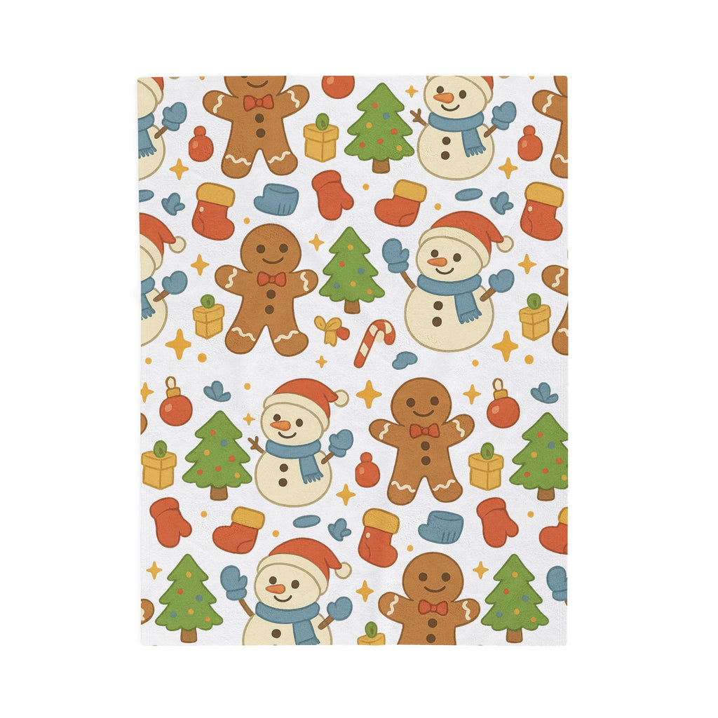 Plush Blanket- Cute Gingerbread/ Snowman Throw