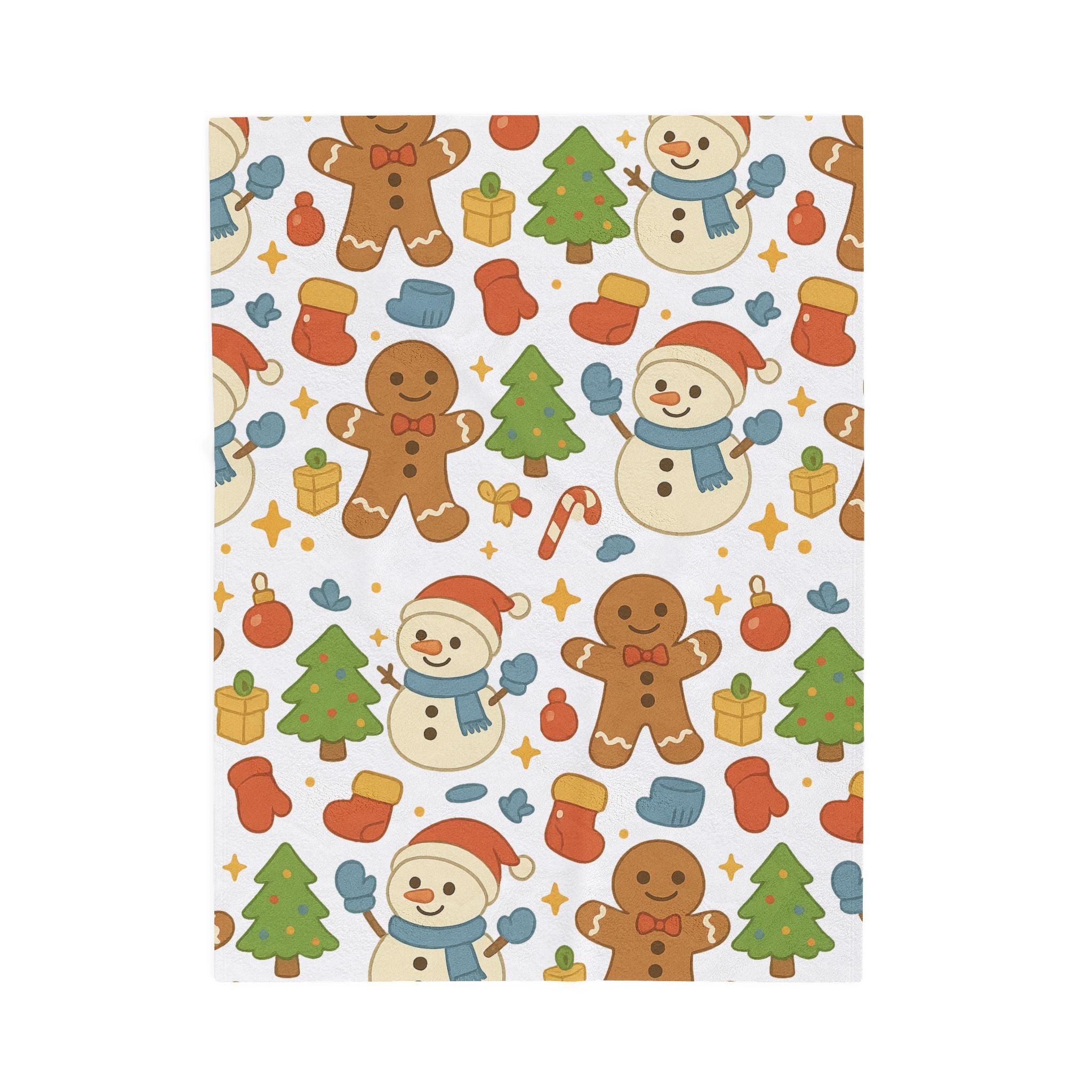 Plush Blanket- Cute Gingerbread/ Snowman Throw