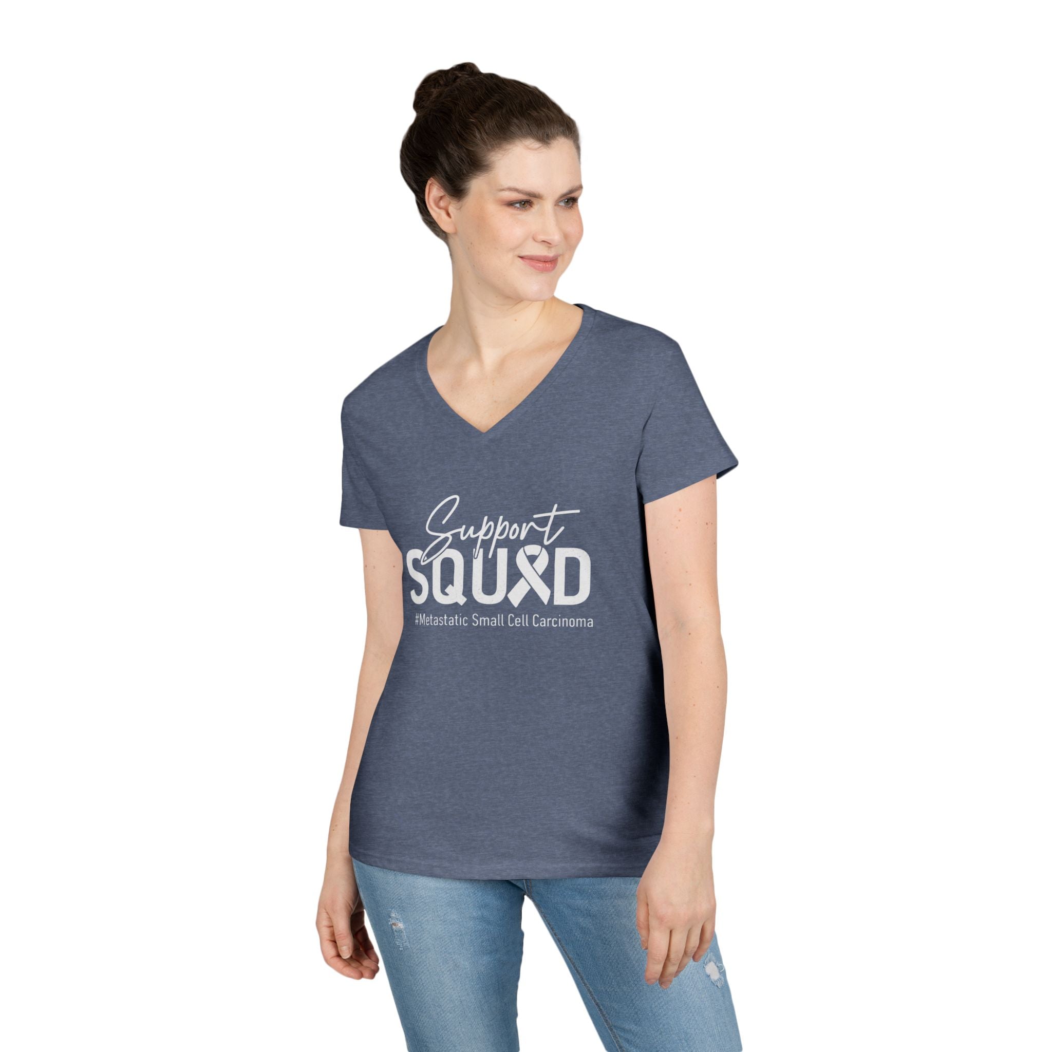 White Ribbon Support Gildan V-Neck Tee