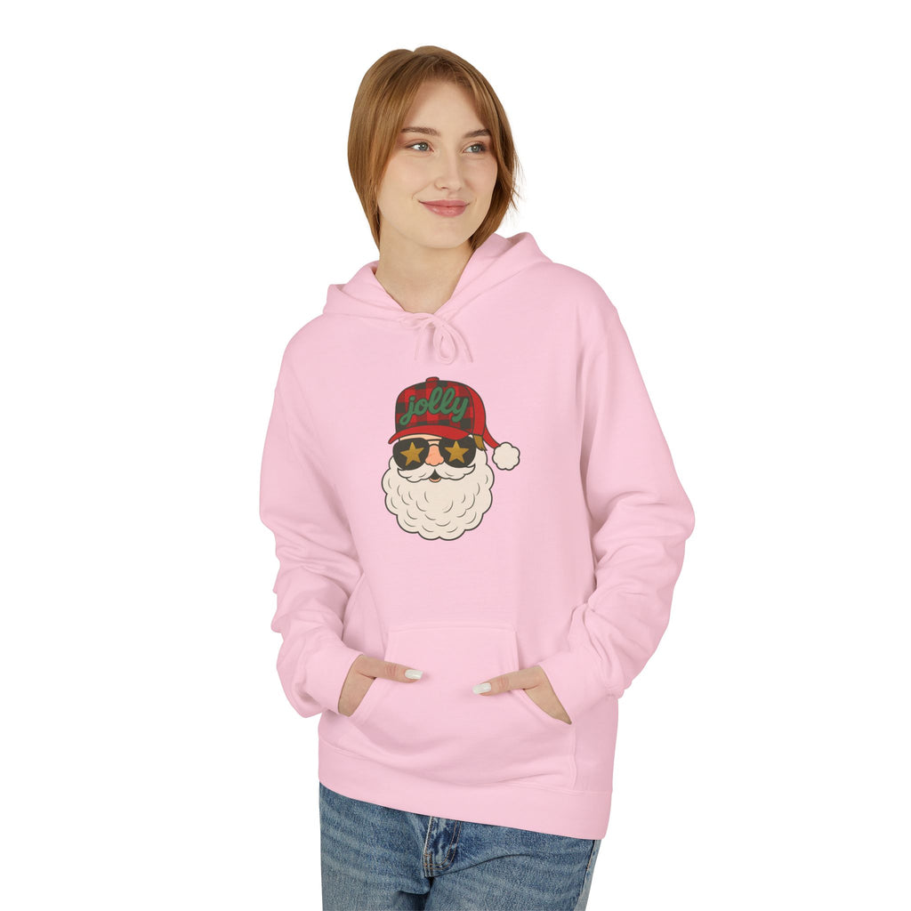 Buffalo Plaid Jolly Santa Fleece Hoodie