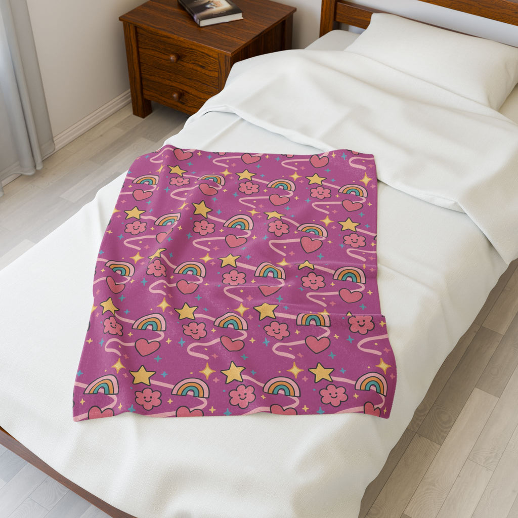 Plush Blanket- Cute Stars/Rainbows Throw
