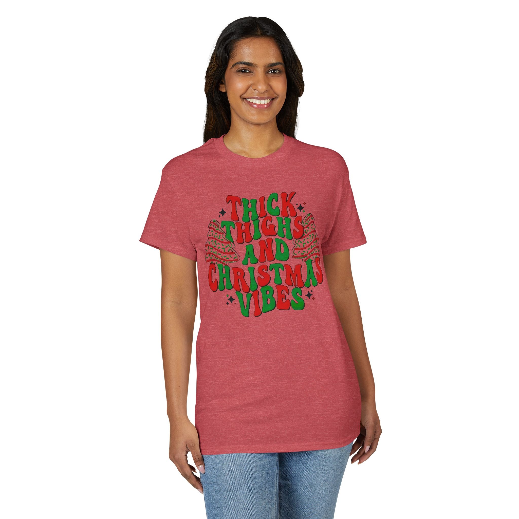 Thick Thighs and Christmas Vibes Gildan unisex T-Shirt