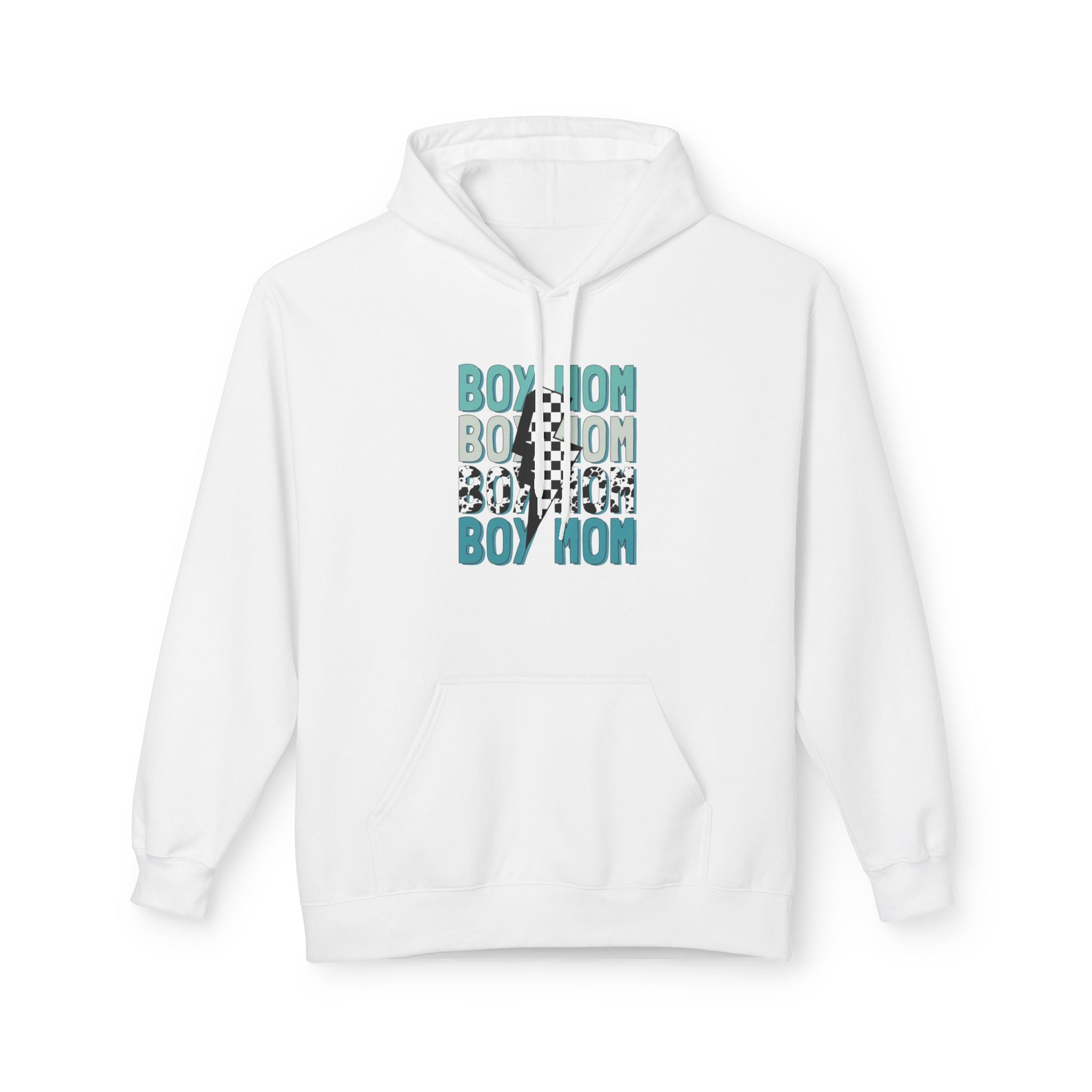 Boy Mom Cow Print Fleece Hoodie