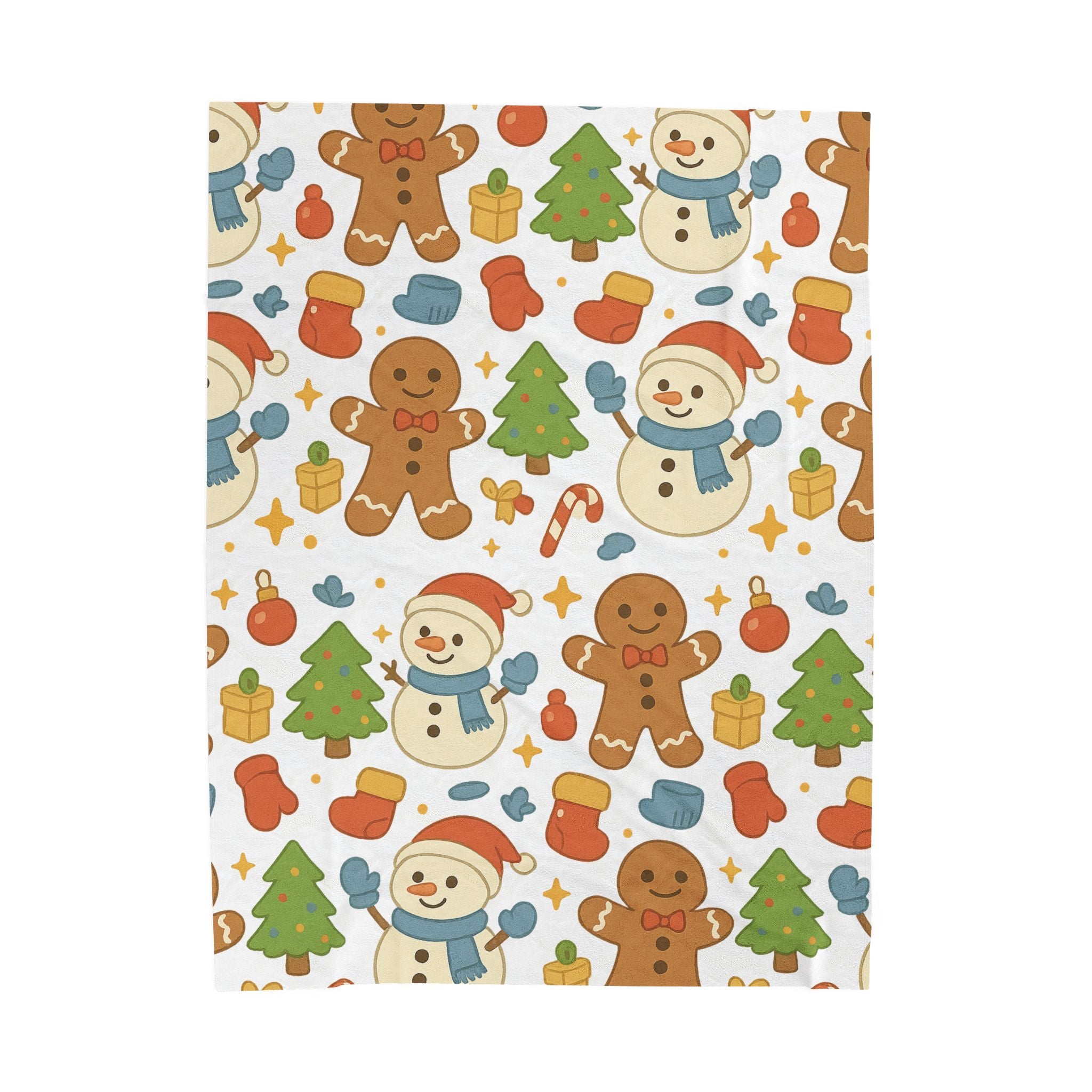 Plush Blanket- Cute Gingerbread/ Snowman Throw