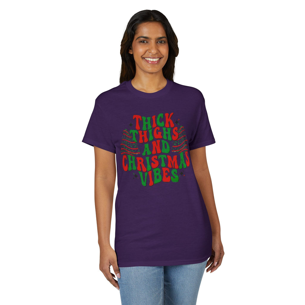 Thick Thighs and Christmas Vibes Gildan unisex T-Shirt