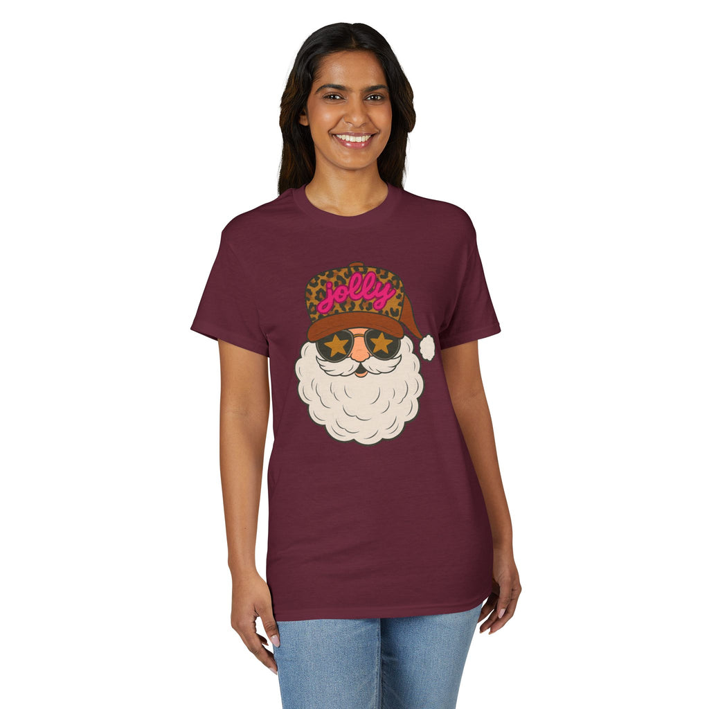 Leopard Jolly Santa Gildan unisex T-Shirt