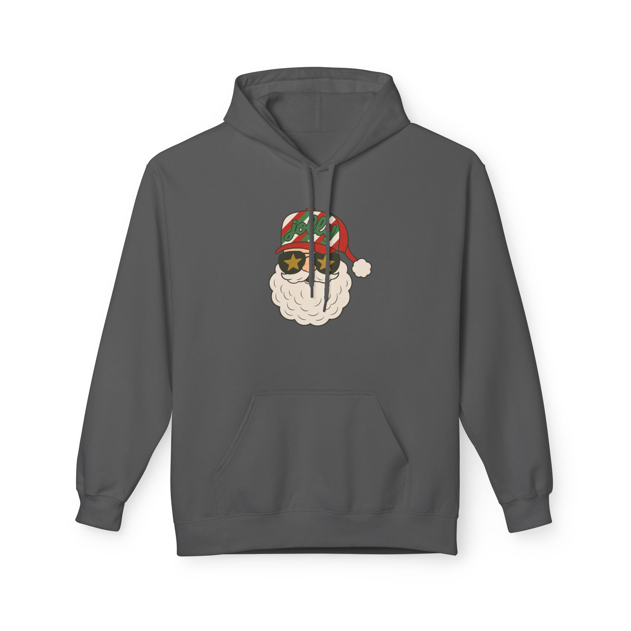Striped Jolly Santa Fleece Hoodie