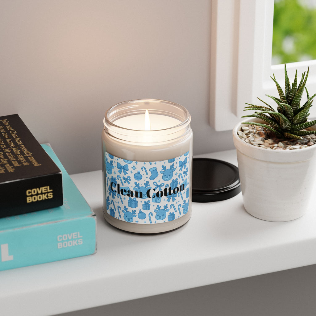 Blue Festive Clean Cotton Scented Soy Candle