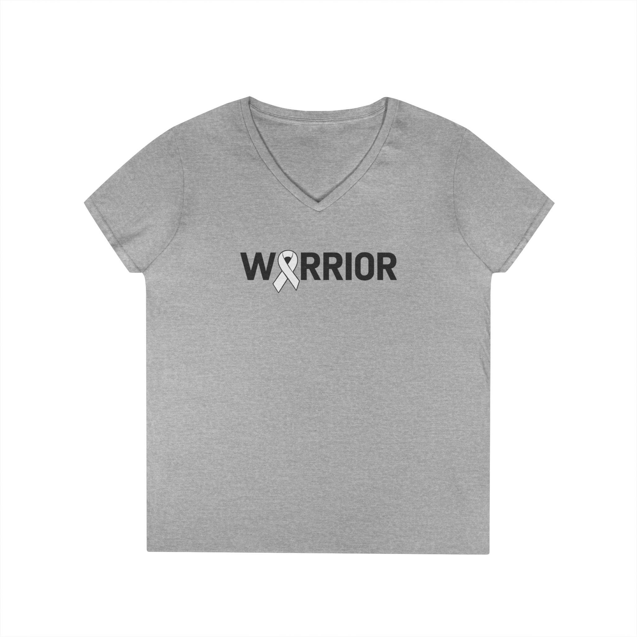 White Ribbon Warrior Gildan V-Neck Tee