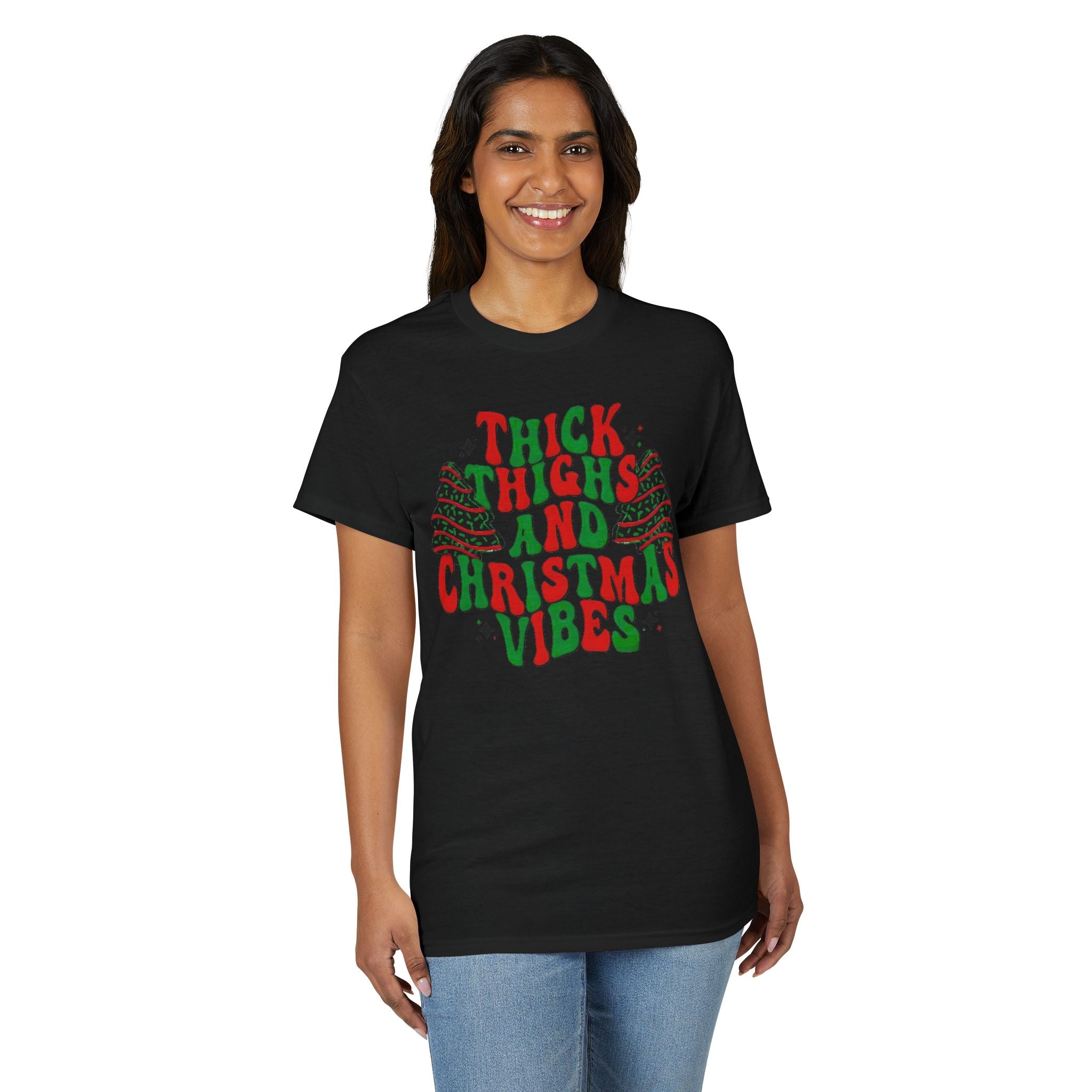 Thick Thighs and Christmas Vibes Gildan unisex T-Shirt