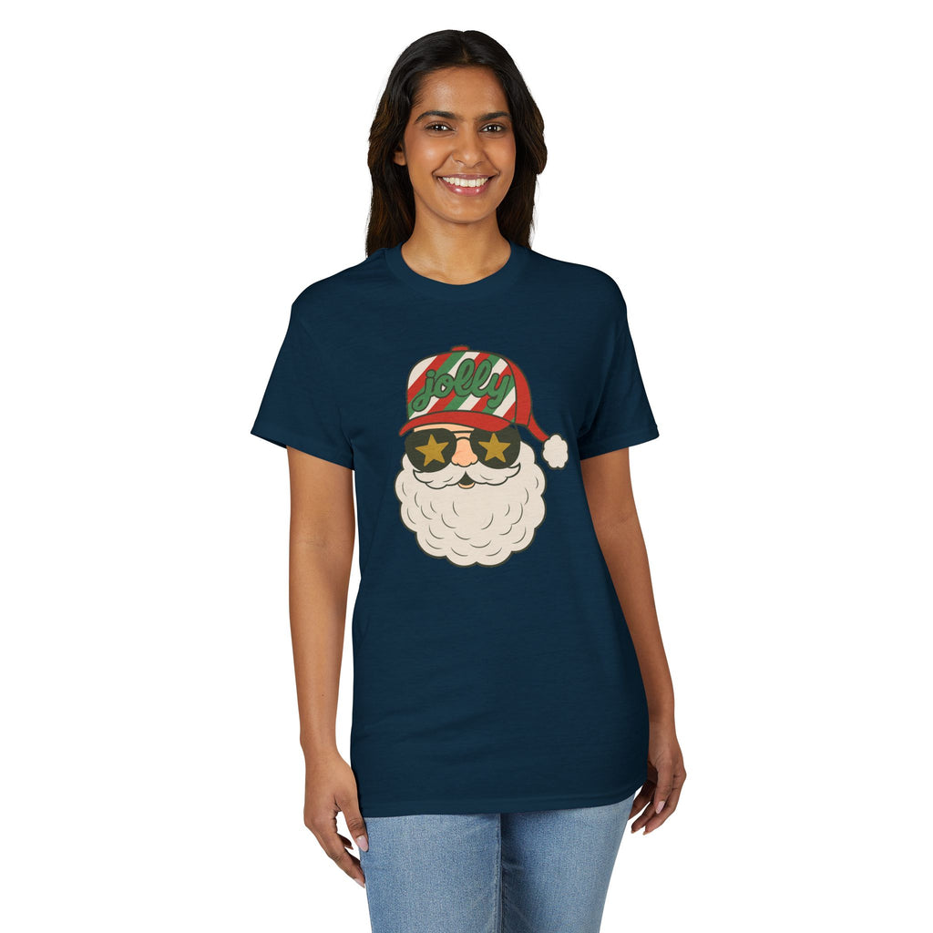 Striped Jolly Santa Gildan unisex T-Shirt