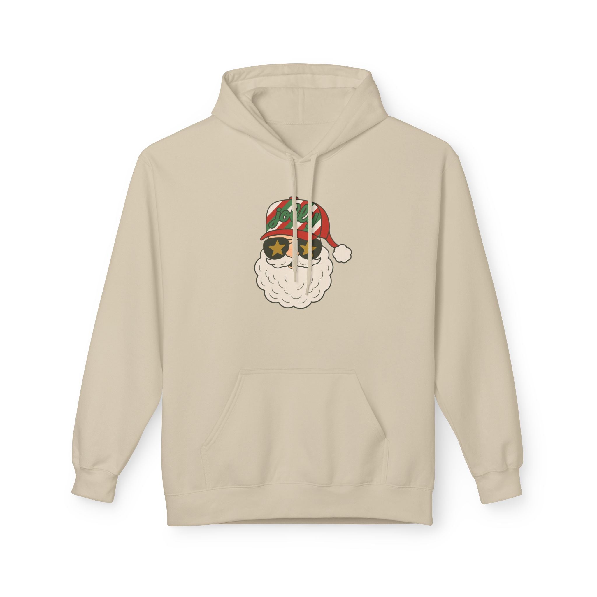 Striped Jolly Santa Fleece Hoodie