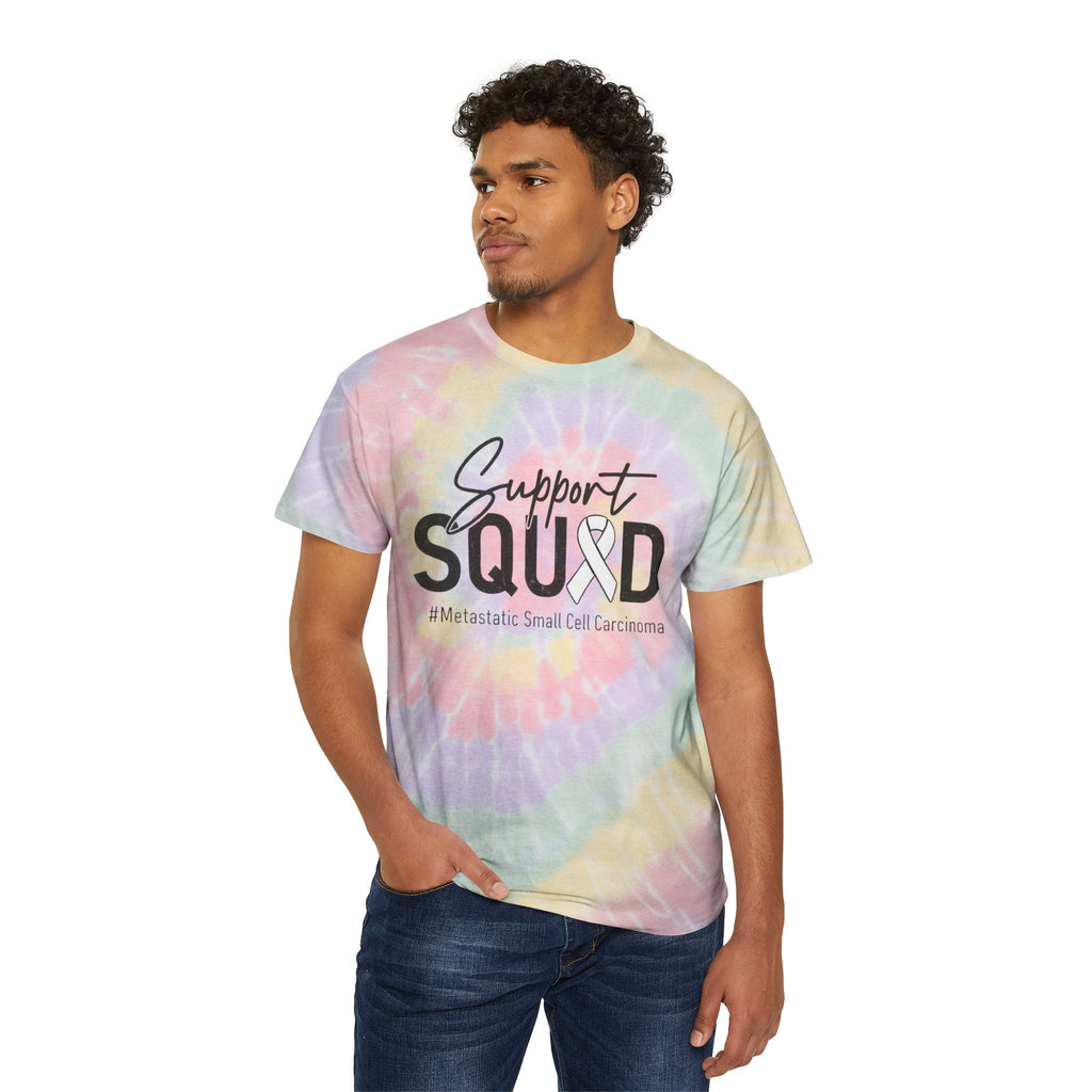 White Ribbon Support Tie-Dye Spiral Tee