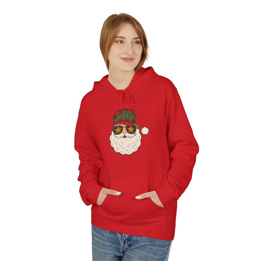 Buffalo Plaid Jolly Santa Fleece Hoodie