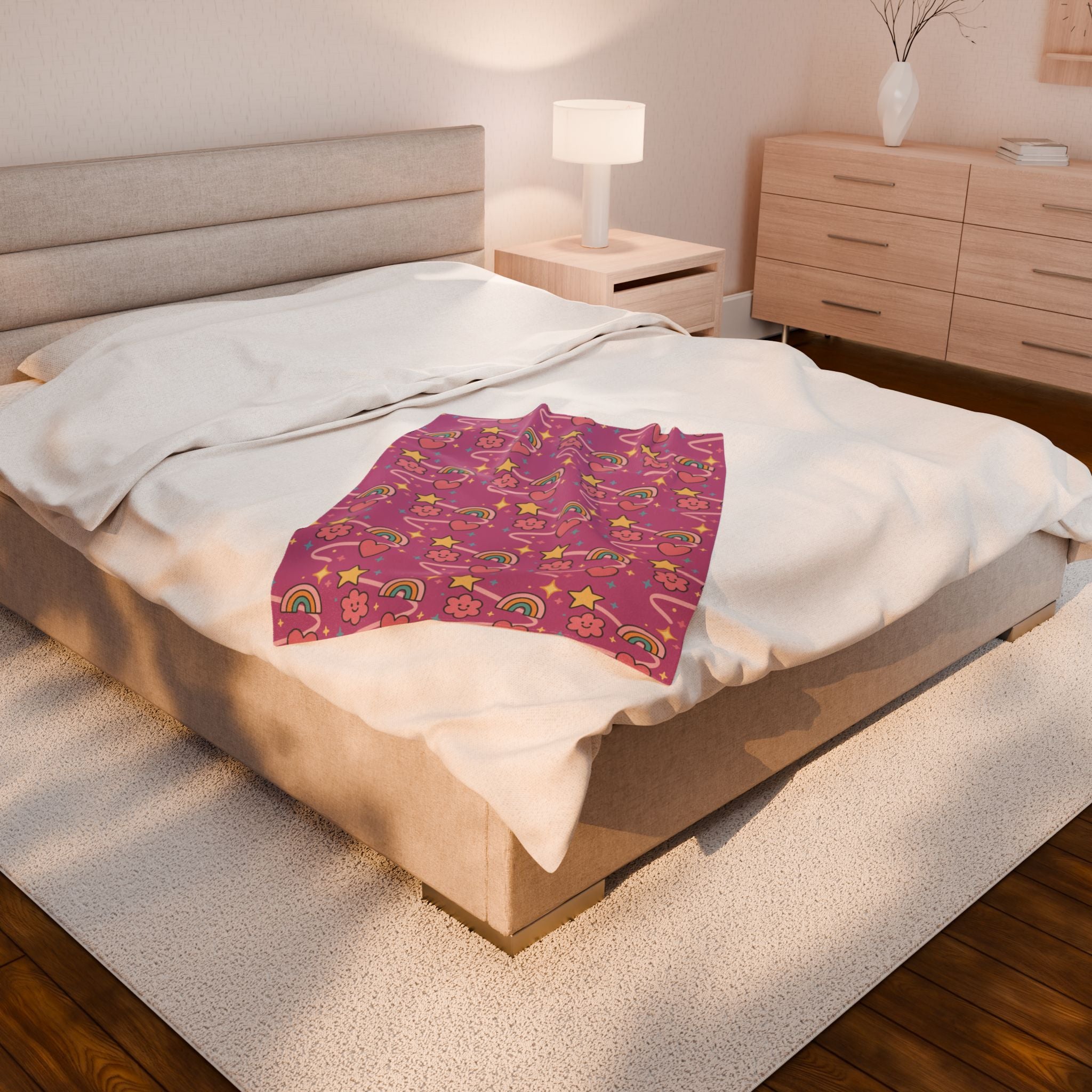 Plush Blanket- Cute Stars/Rainbows Throw