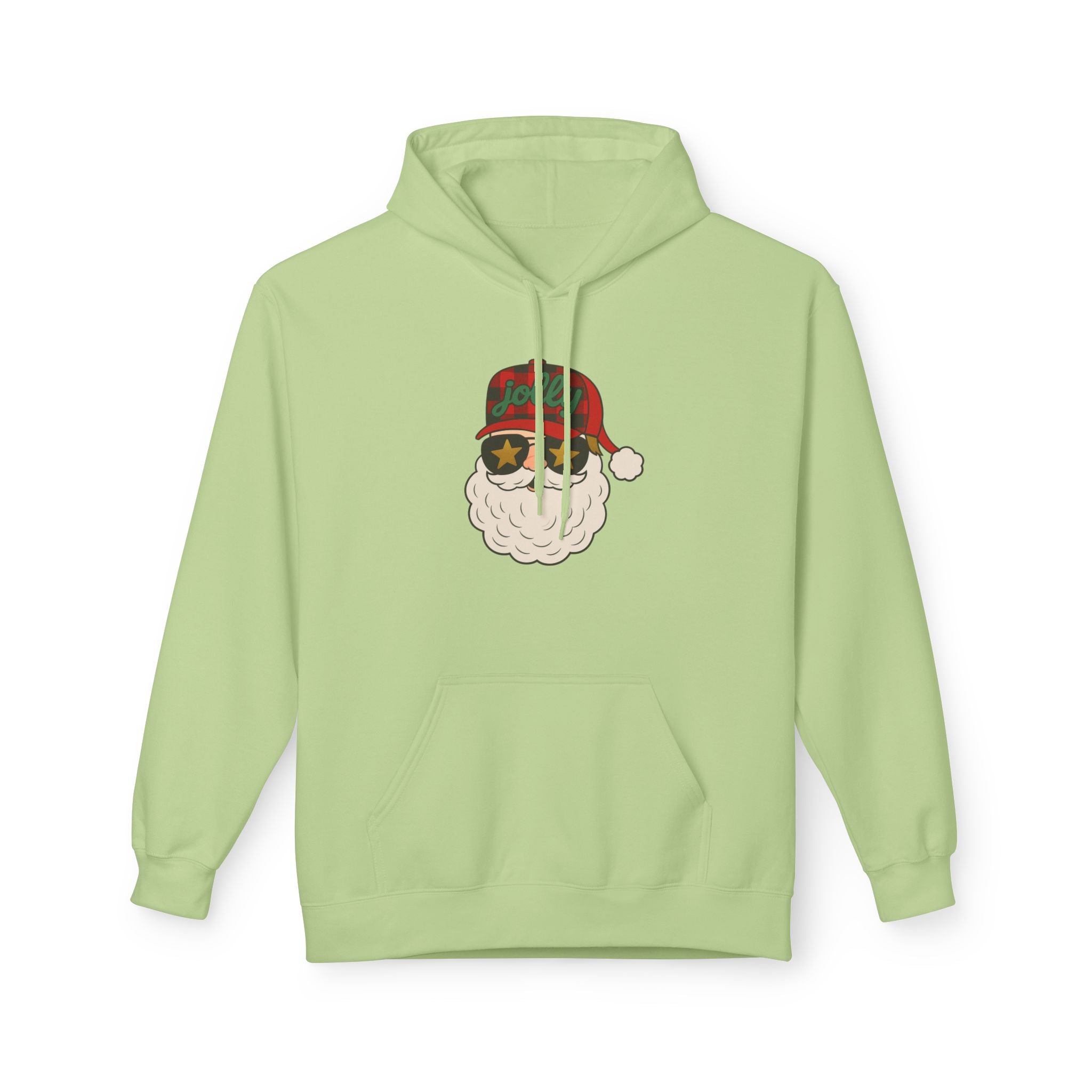 Buffalo Plaid Jolly Santa Fleece Hoodie