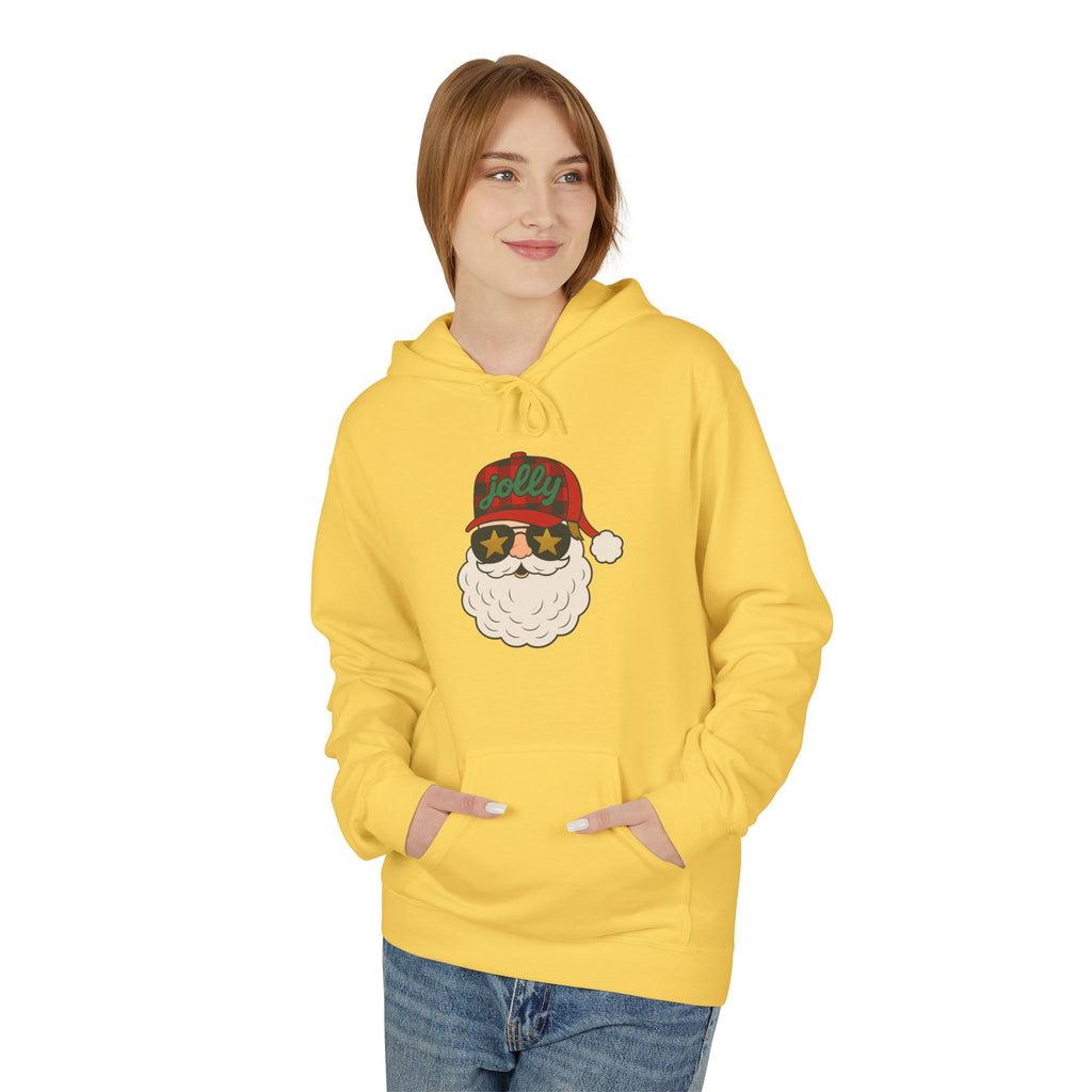 Buffalo Plaid Jolly Santa Fleece Hoodie