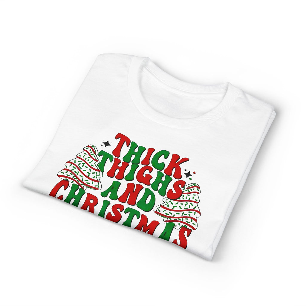 Thick Thighs and Christmas Vibes Gildan unisex T-Shirt