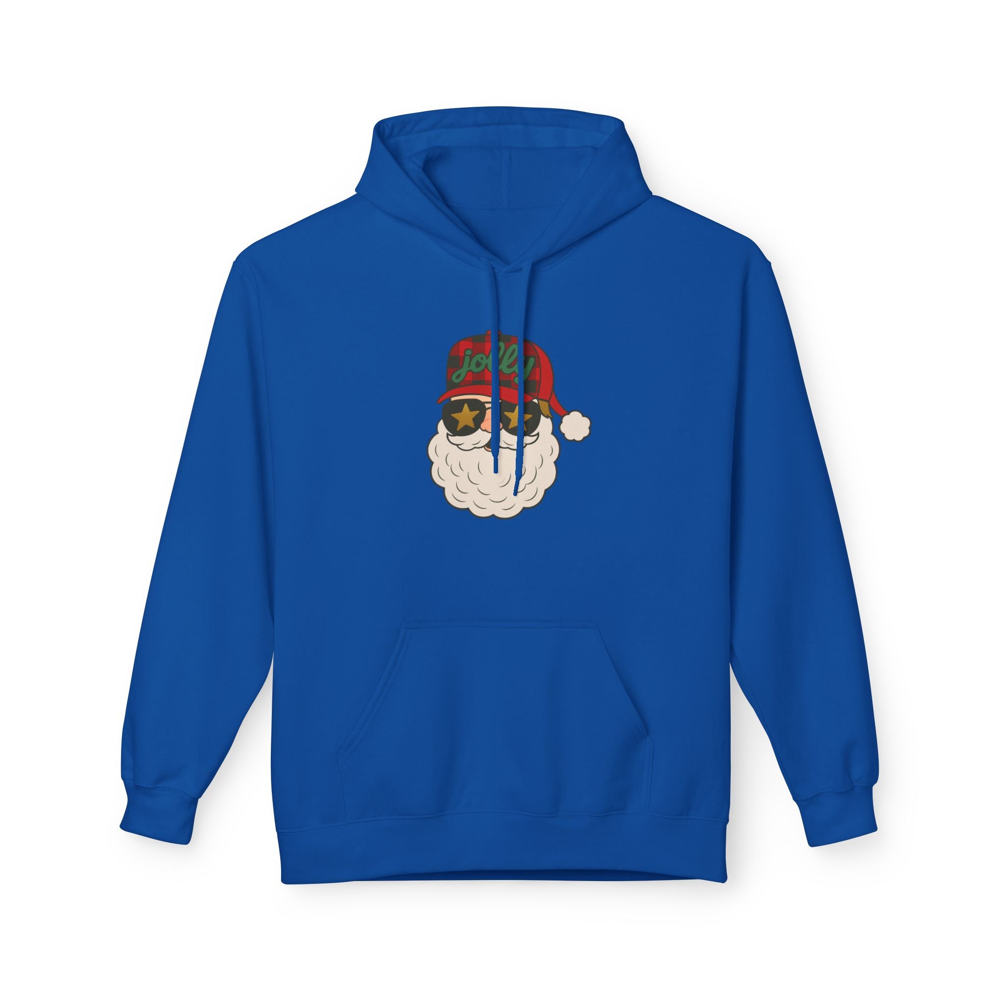 Buffalo Plaid Jolly Santa Fleece Hoodie