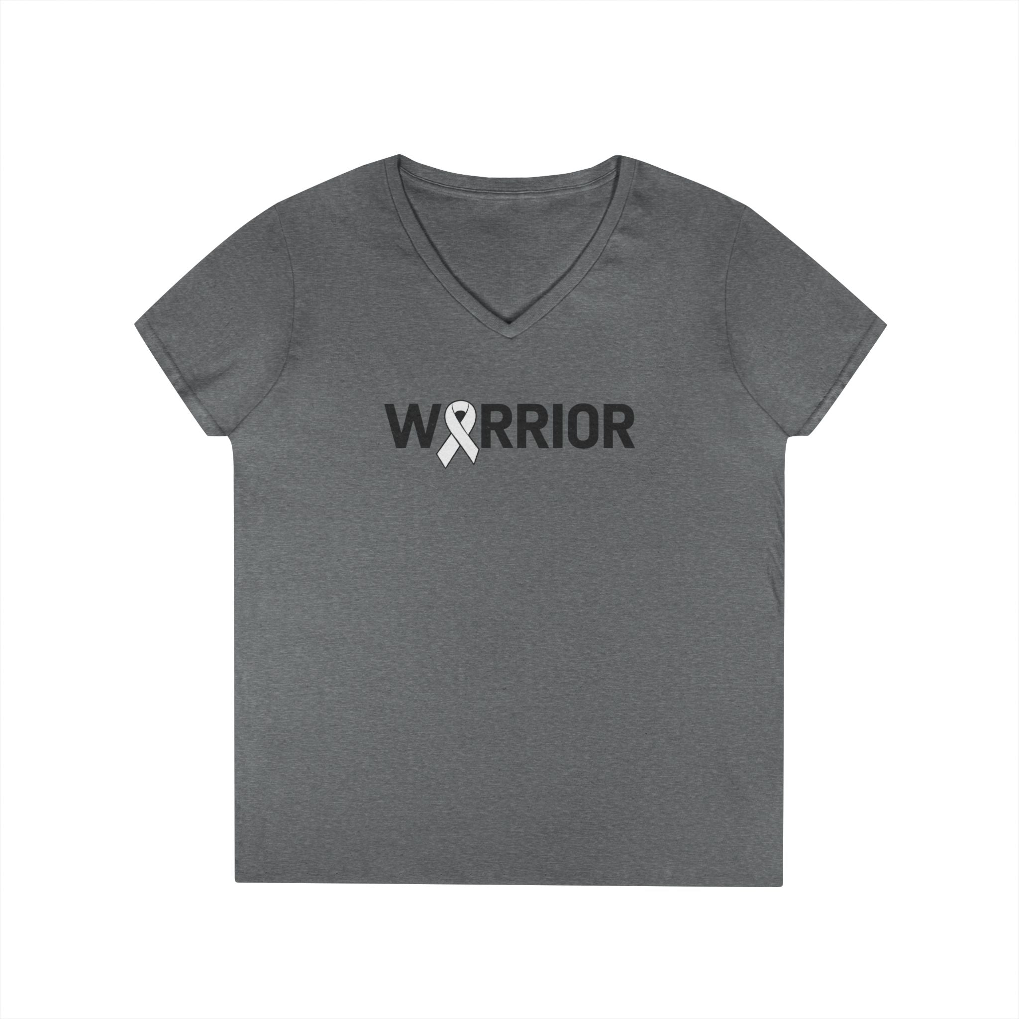 White Ribbon Warrior Gildan V-Neck Tee