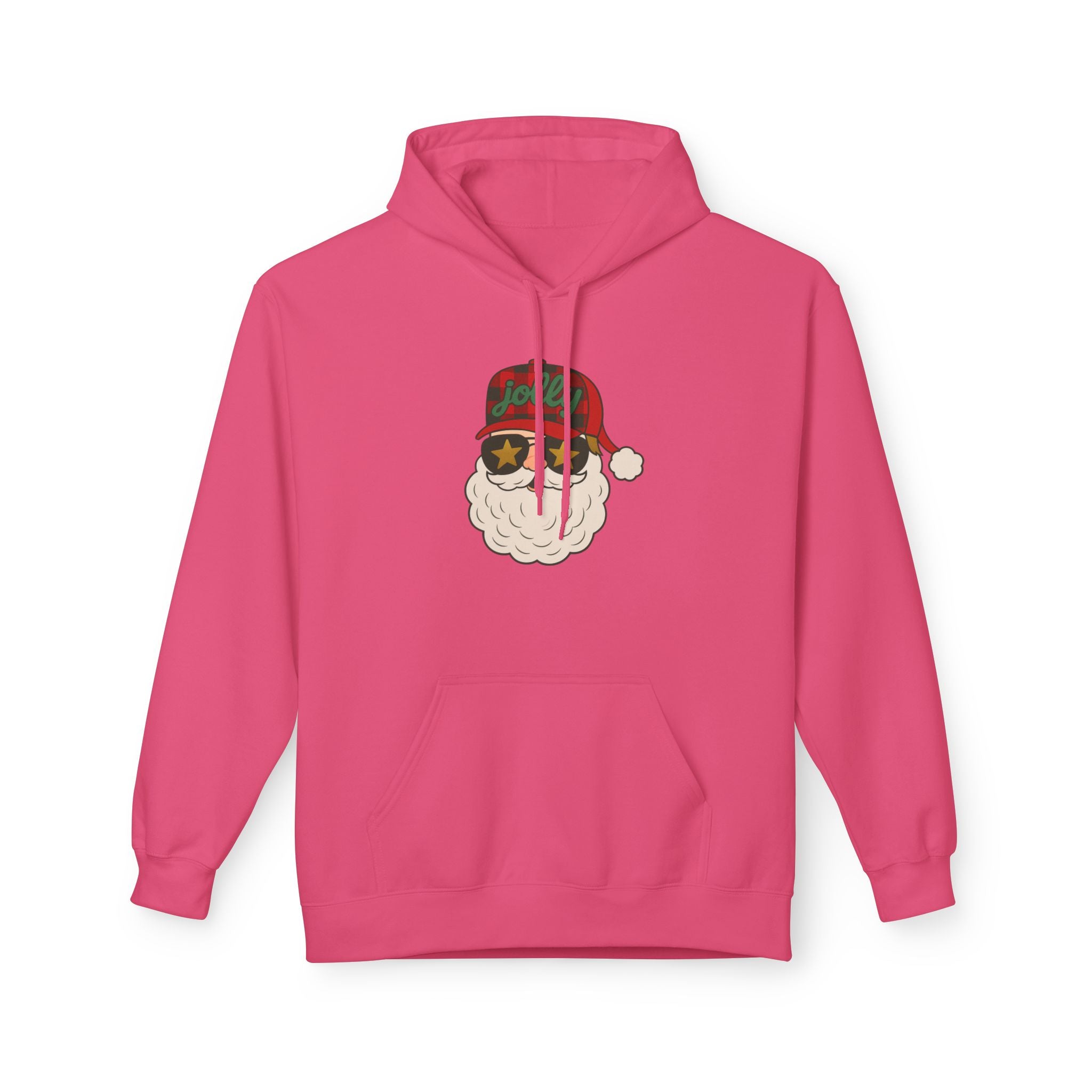 Buffalo Plaid Jolly Santa Fleece Hoodie