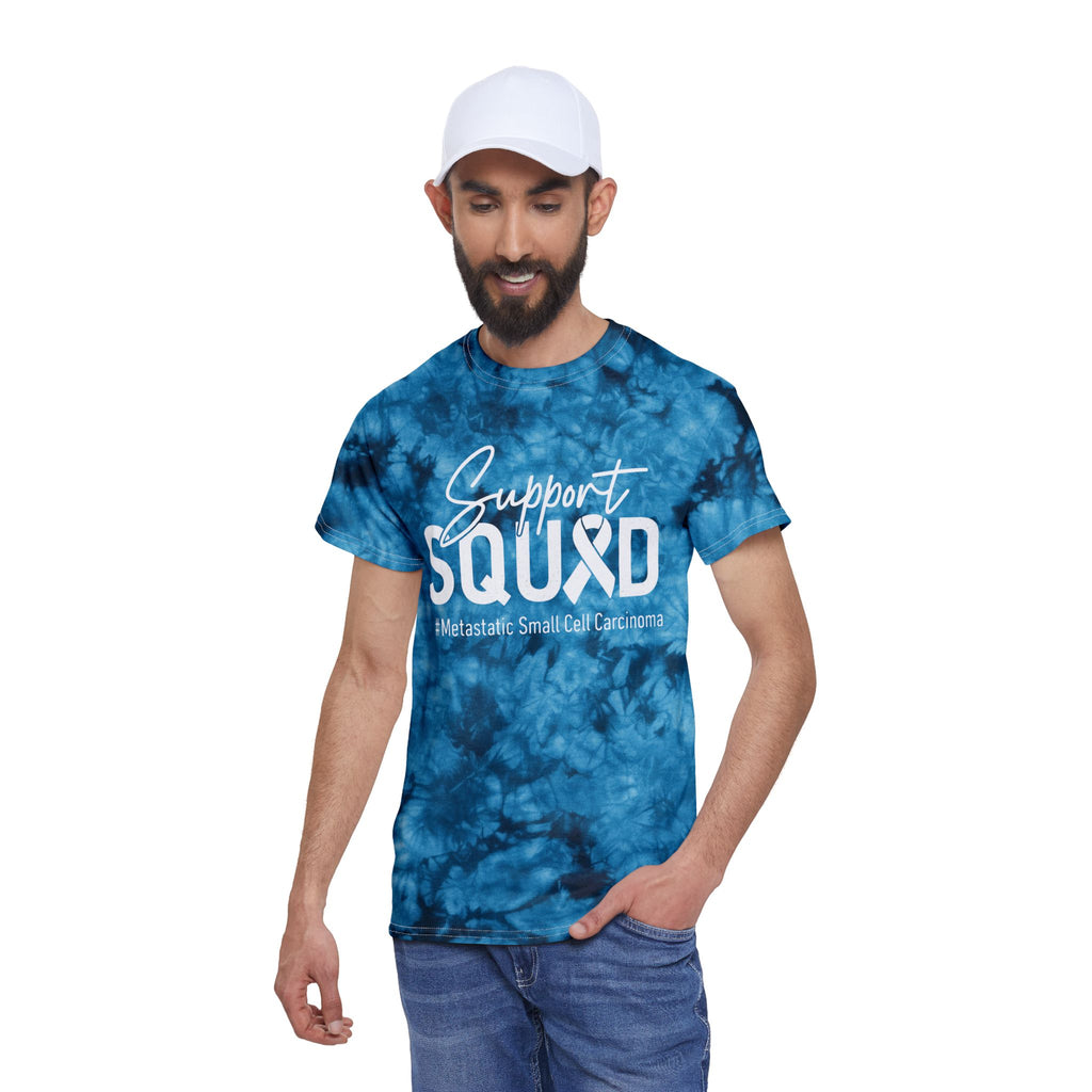 White Ribbon Support Tie-Dye Crystal Tee