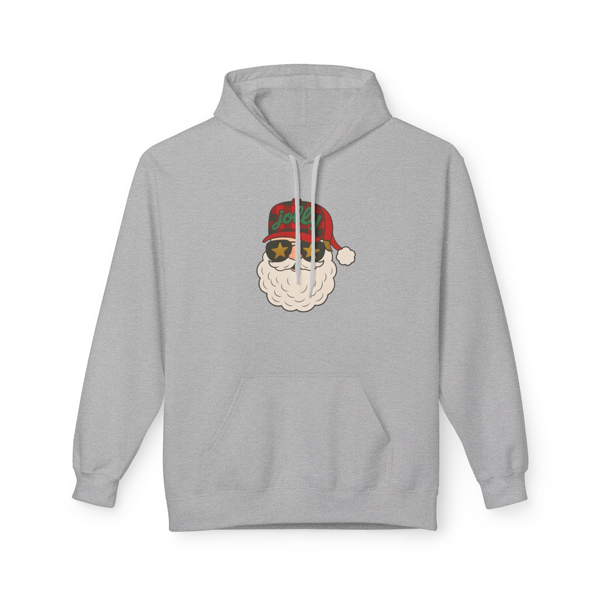 Buffalo Plaid Jolly Santa Fleece Hoodie